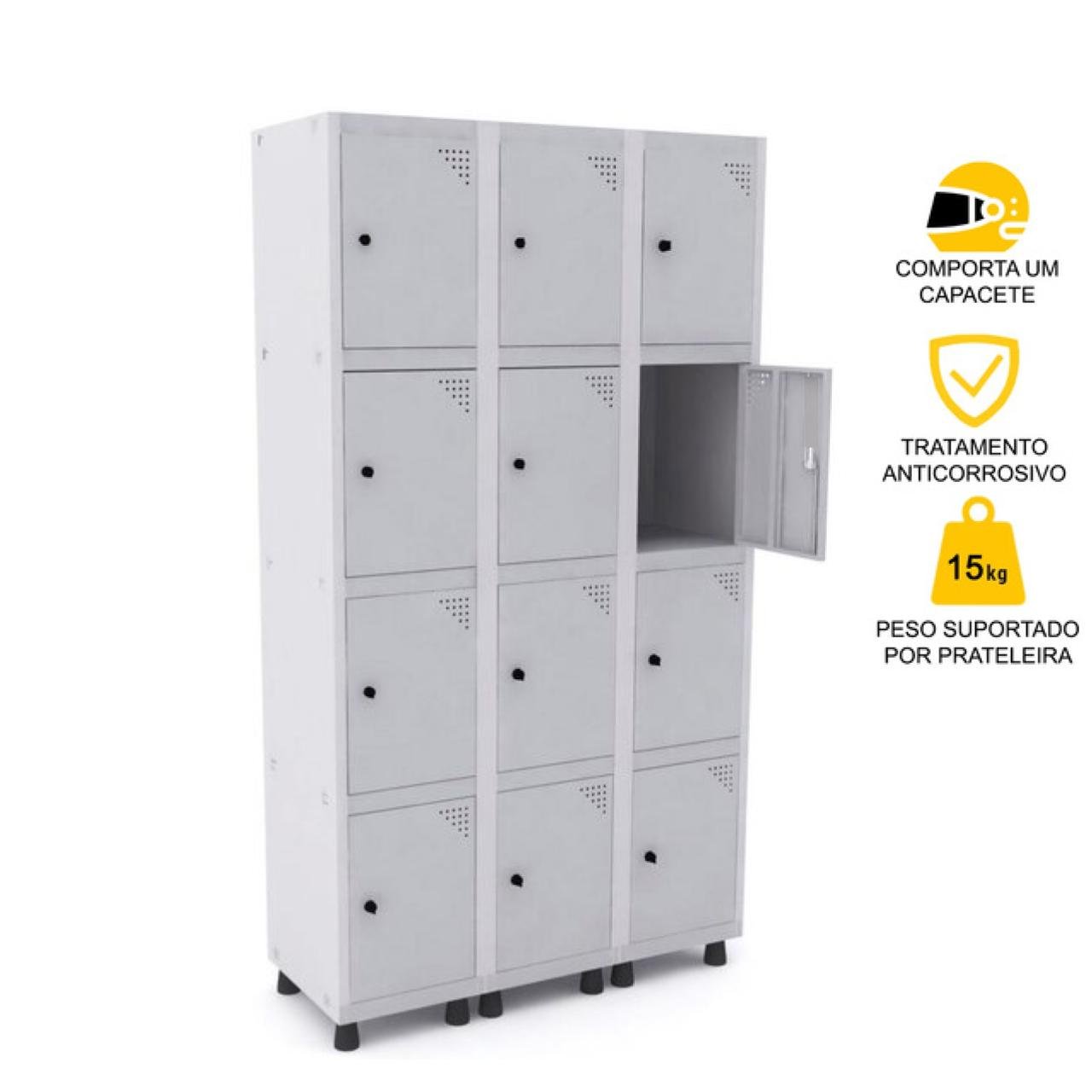 Roupeiro de Aço PAM c/ 12 Portas PEQUENAS - 1,80x1,03x0,32m - CZ/CZ - PANDIN - 74207 - Imagem 2