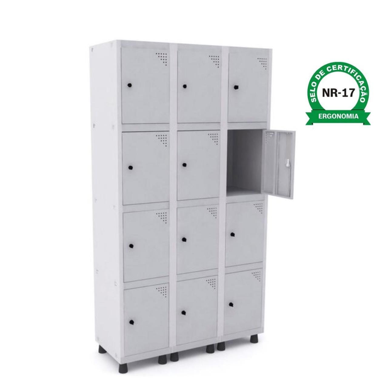 Roupeiro de Aço PAM c/ 12 Portas PEQUENAS - 1,80x1,03x0,32m - CZ/CZ - PANDIN - 74207 - Imagem 4