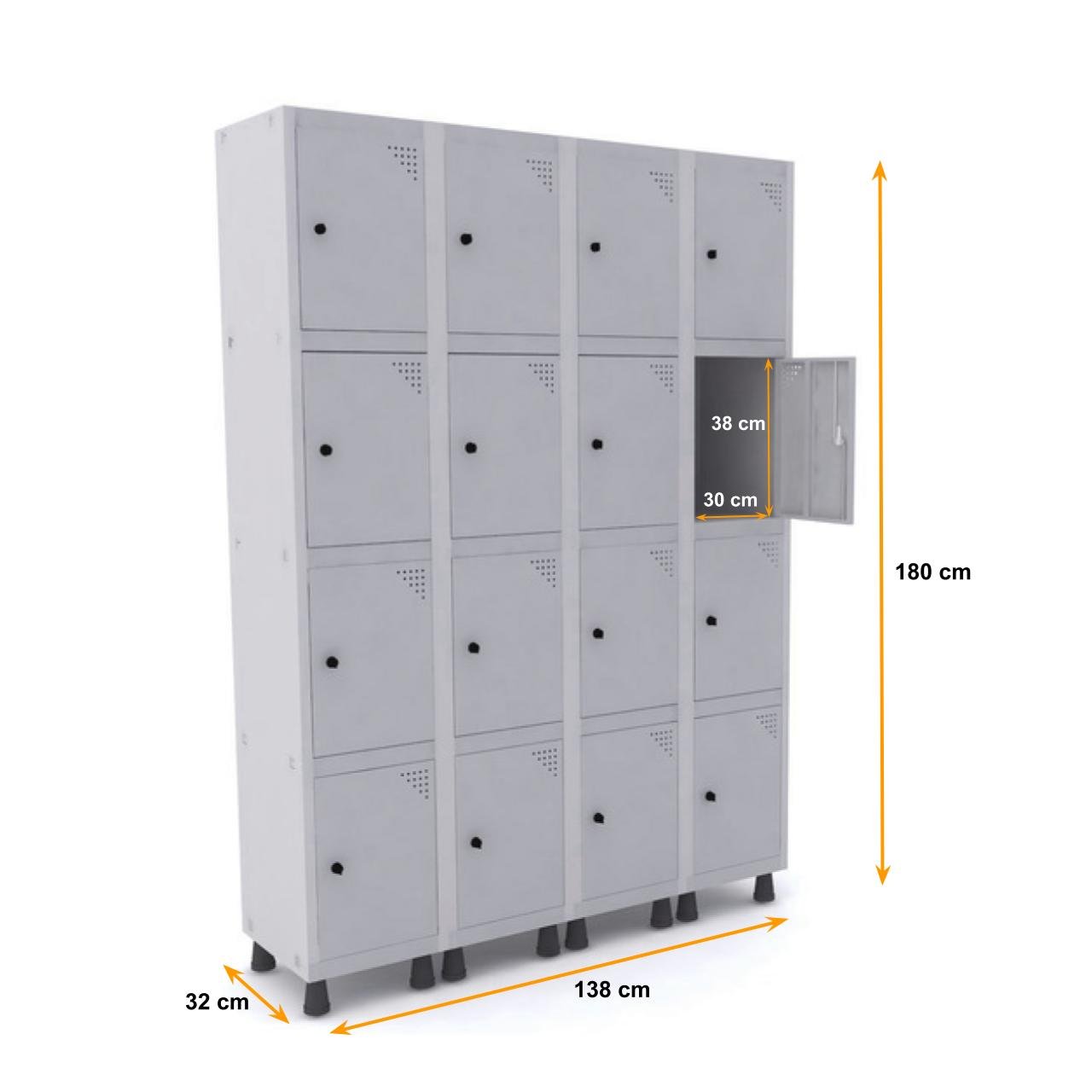 Roupeiro de Aço PAM c/ 16 Portas PEQUENAS - 1,80x1,38x0,32m - CZ/CZ - PANDIN - 74208 - Imagem 3