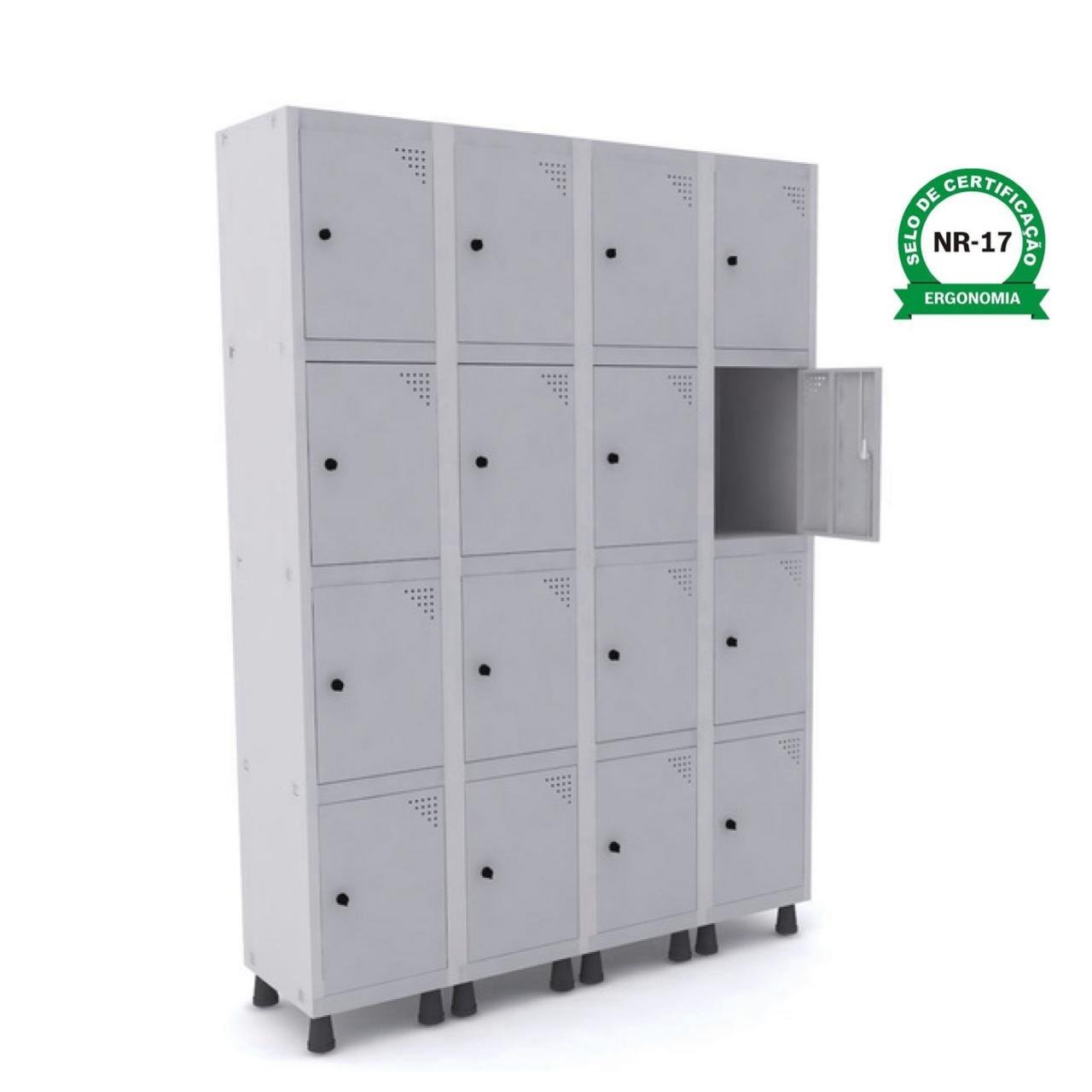 Roupeiro de Aço PAM c/ 16 Portas PEQUENAS - 1,80x1,38x0,32m - CZ/CZ - PANDIN - 74208 - Imagem 4