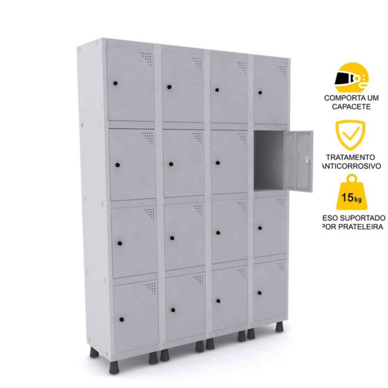 Roupeiro de Aço PAM c/ 16 Portas PEQUENAS - 1,80x1,38x0,32m - CZ/CZ - PANDIN - 74208 - Imagem 2