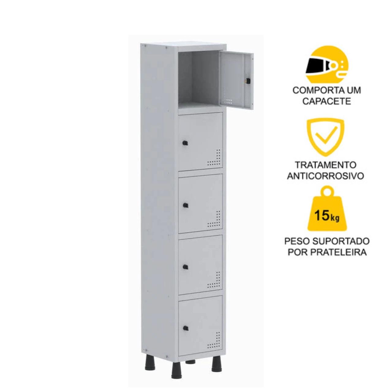 Roupeiro de Aço PAM com 05 Portas Pequenas - 1,80x0,35x0,32m - CZ/CZ - PANDIN - 74209 - Imagem 2