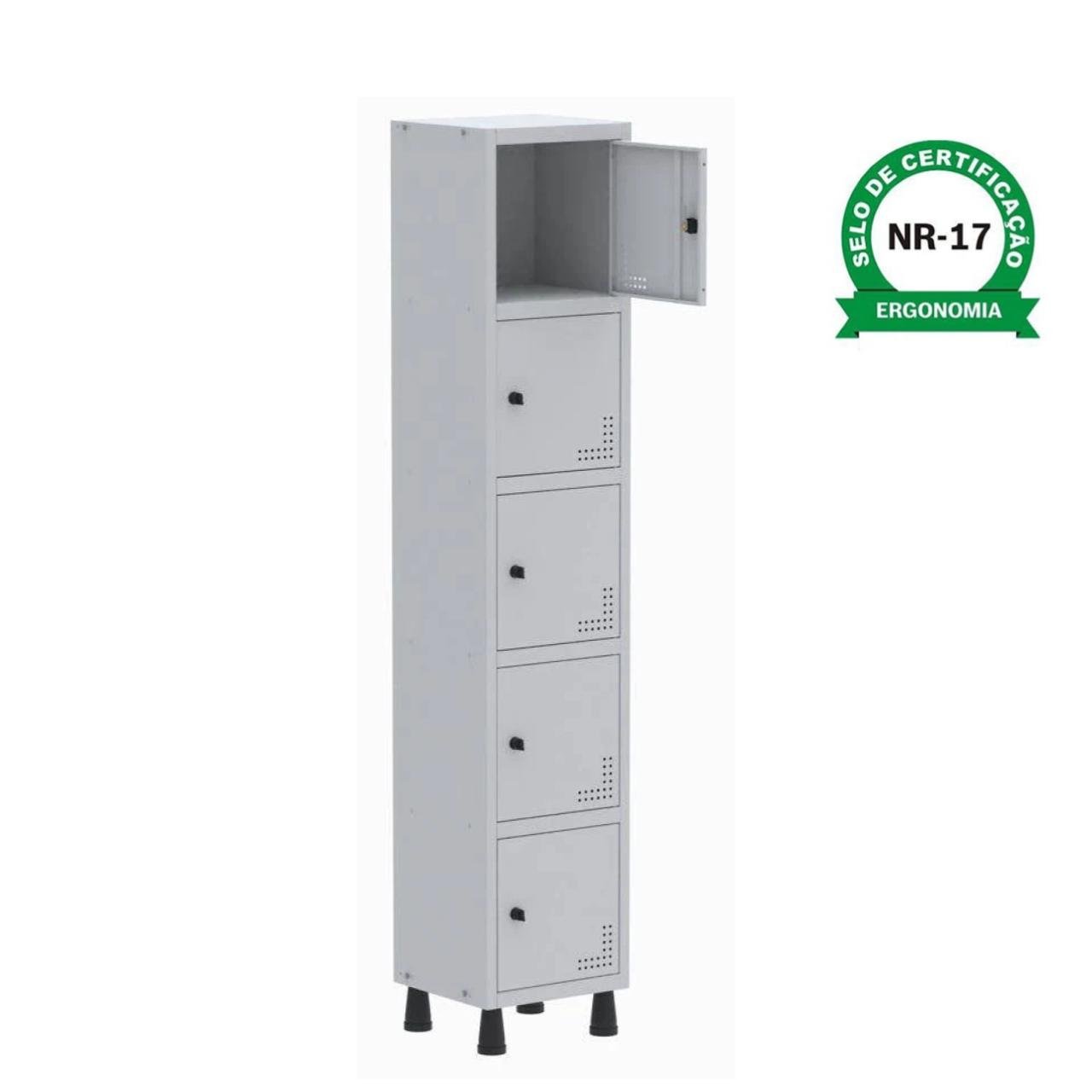 Roupeiro de Aço PAM com 05 Portas Pequenas - 1,80x0,35x0,32m - CZ/CZ - PANDIN - 74209 - Imagem 4