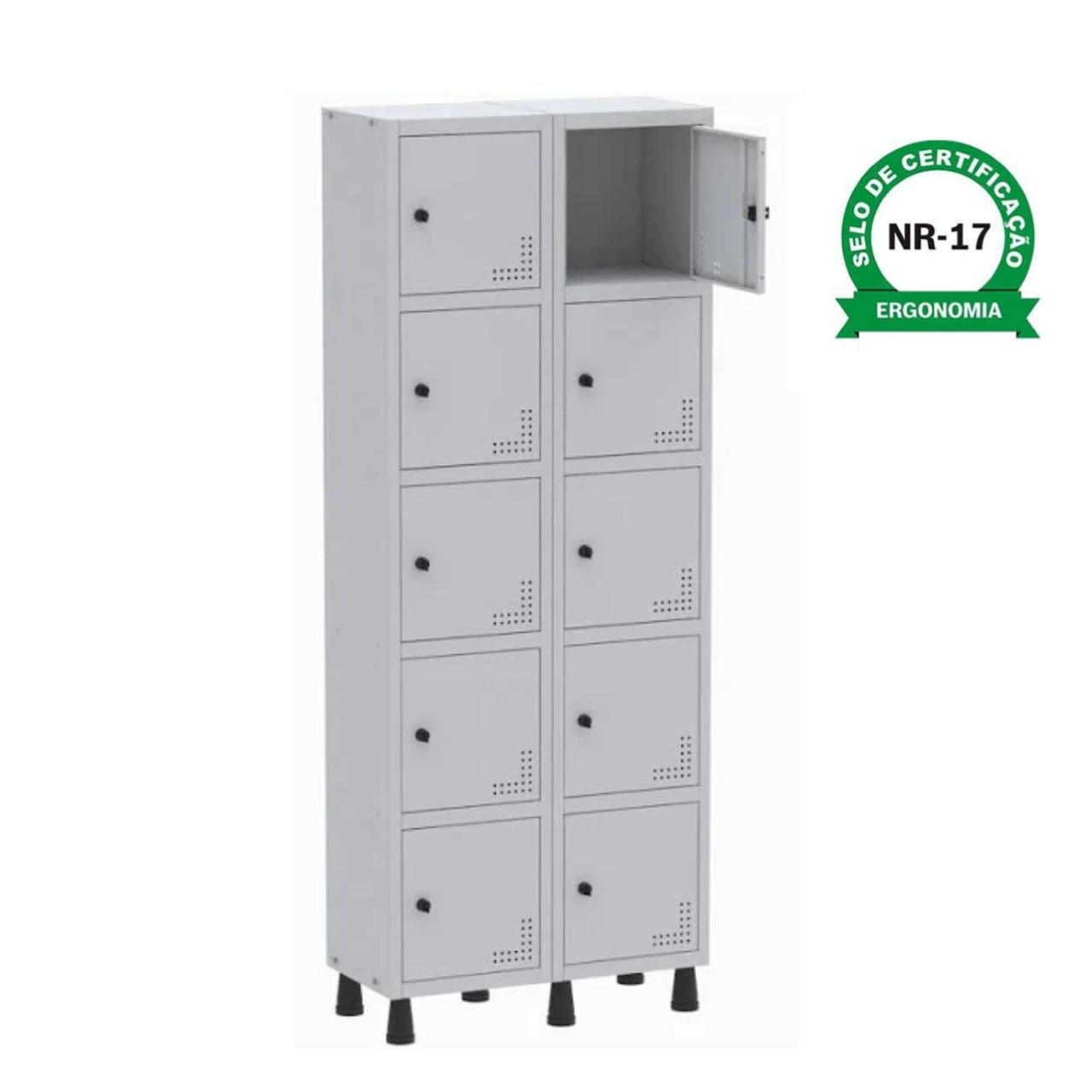 Roupeiro de Aço PAM com 10 Portas Pequenas - 1,80x0,69x0,32m - CZ/CZ - PANDIN - 74210 - Imagem 4