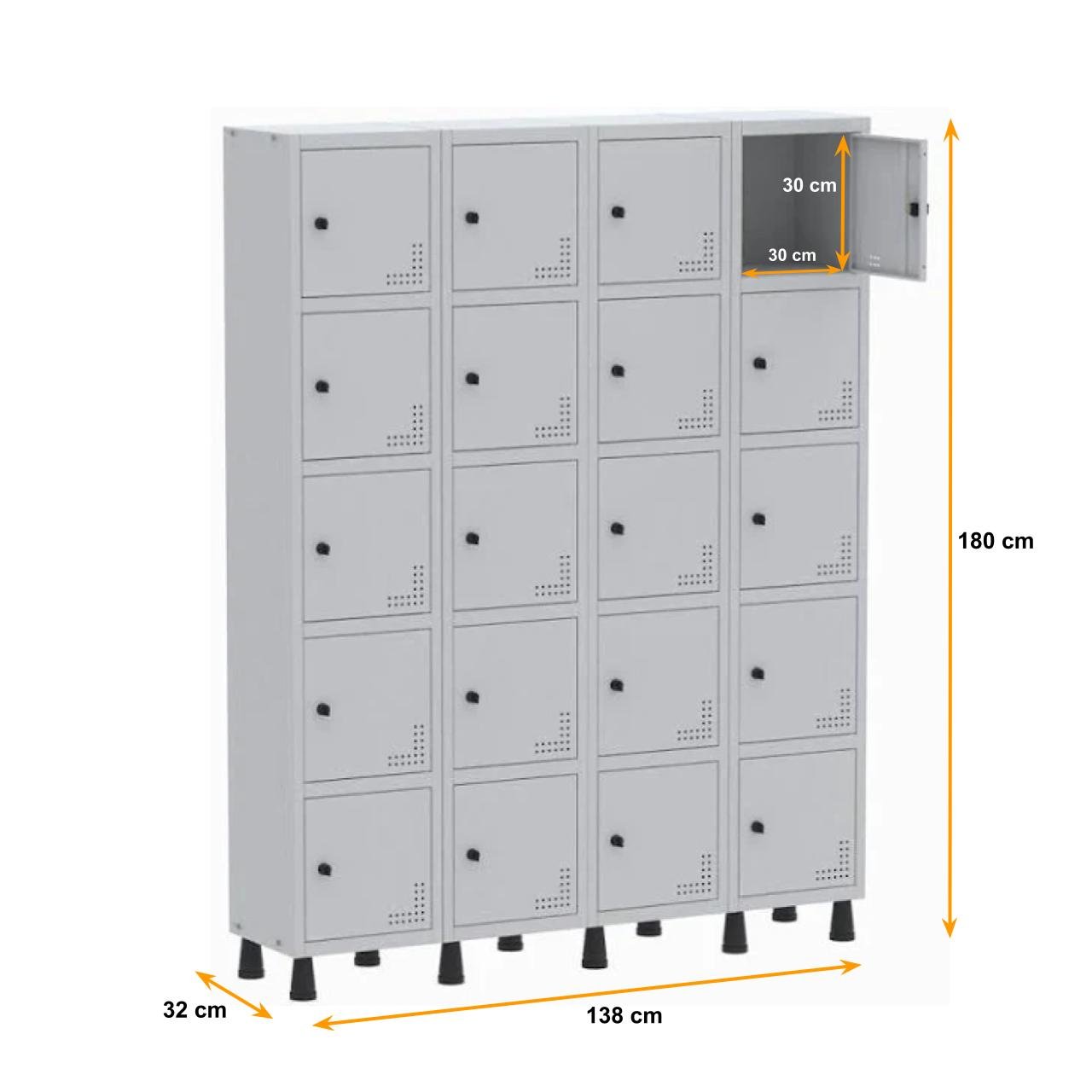 Roupeiro de Aço PAM com 20 Portas Pequenas - 1,80x1,38x0,32m - CZ/CZ - PANDIN - 74212 - Imagem 3