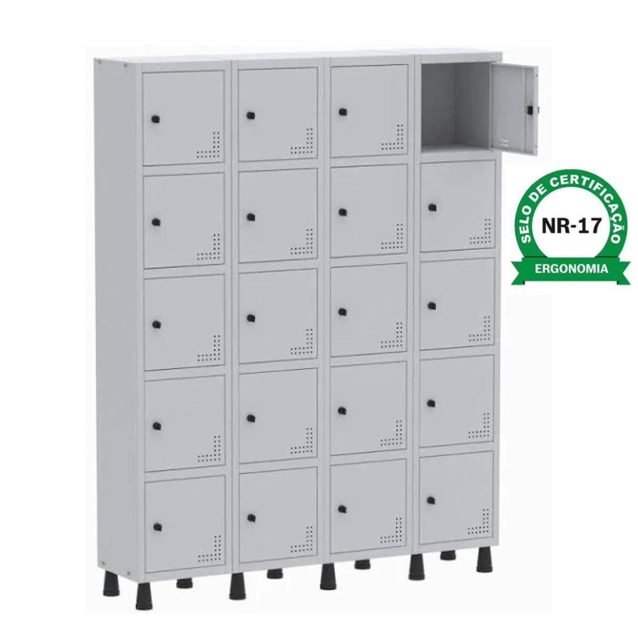 Roupeiro de Aço PAM com 20 Portas Pequenas - 1,80x1,38x0,32m - CZ/CZ - PANDIN - 74212 - Imagem 4