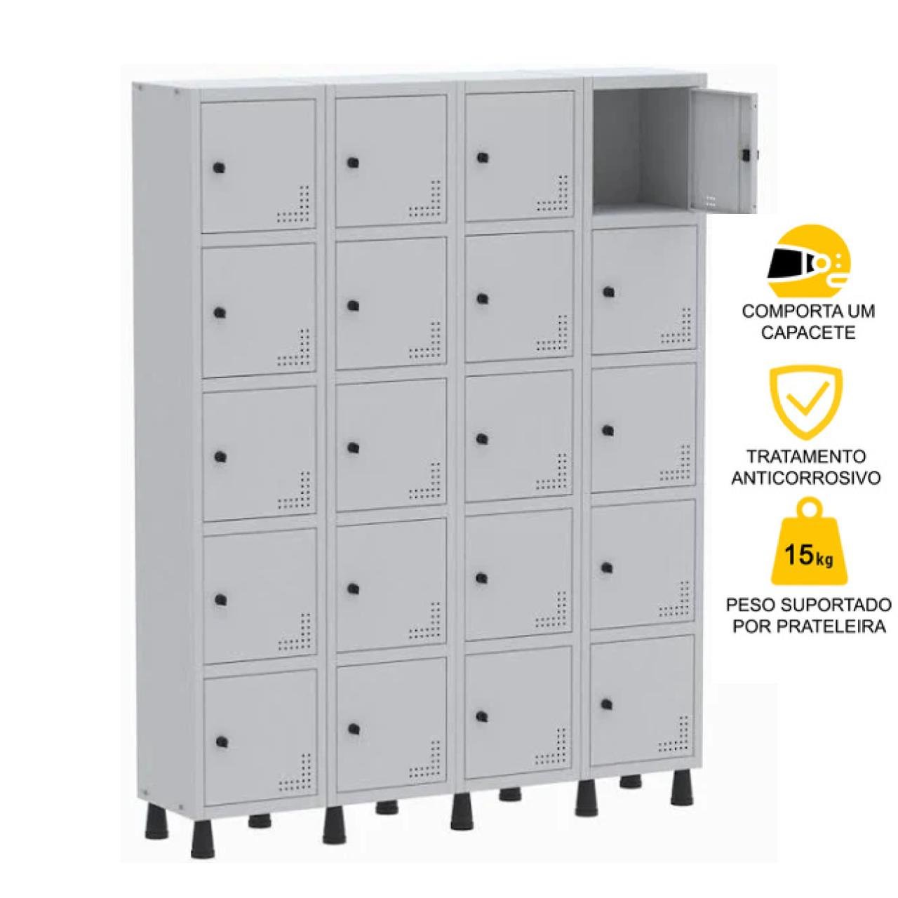 Roupeiro de Aço PAM com 20 Portas Pequenas - 1,80x1,38x0,32m - CZ/CZ - PANDIN - 74212 - Imagem 2