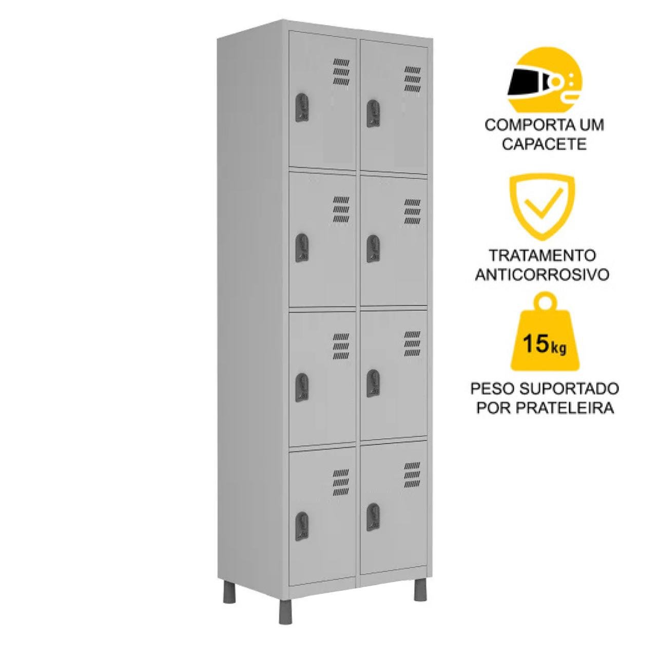 Roupeiro de Aço c/ 08 Portas PEQUENAS - 1,84x0,64x0,35m - CZ/CZ - W3 - 10017 - Imagem 3
