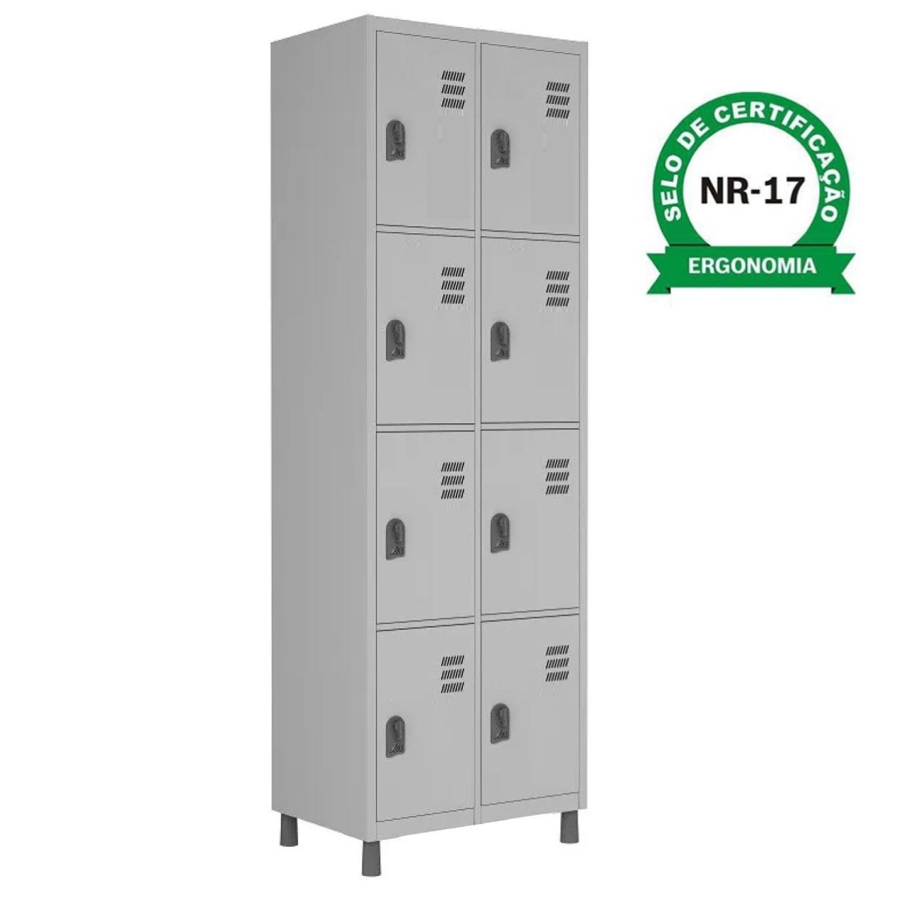 Roupeiro de Aço c/ 08 Portas PEQUENAS - 1,84x0,64x0,35m - CZ/CZ - W3 - 10017 - Imagem 4