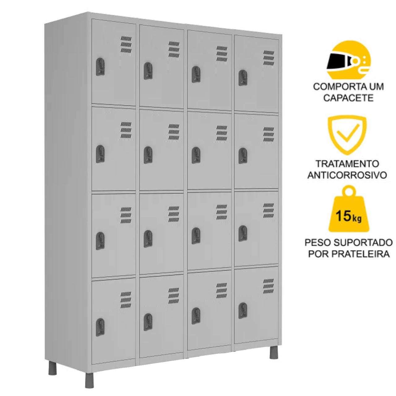 Armário Roupeiro de Aço 16 Portas PEQUENAS - 1,84x1,29x0,35m - CZ/CZ - W3 - 10019 - Imagem 2