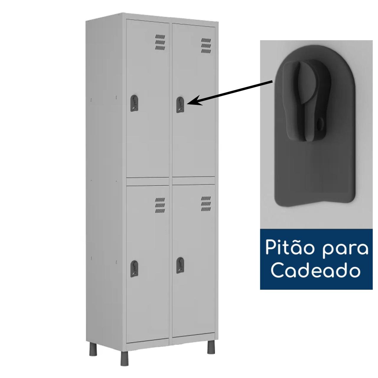 Roupeiro de Aço com 04 PORTAS GRANDES - 1,84x0,64x0,35m - CZ/CZ - W3 - 10912 - Imagem 5