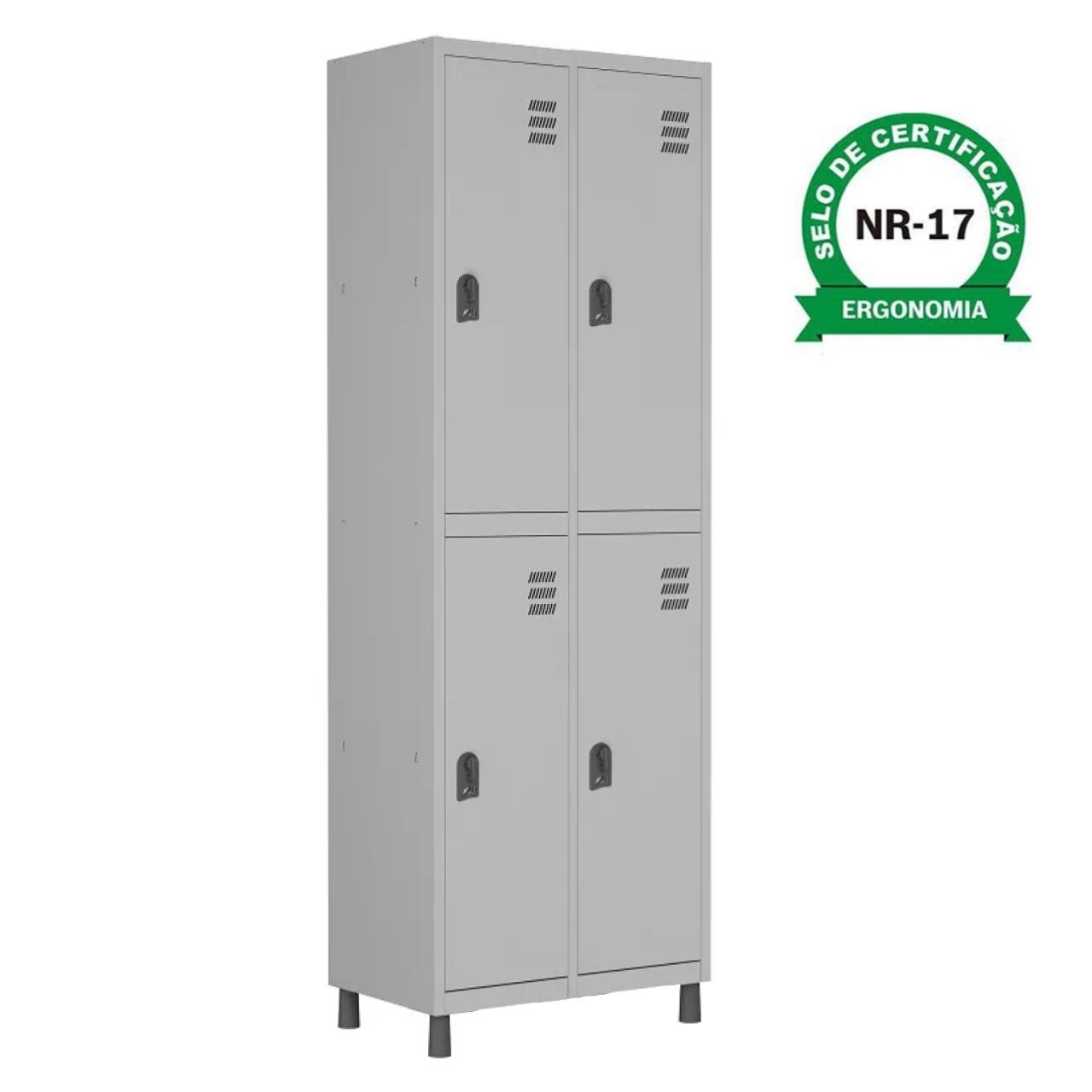 Roupeiro de Aço com 04 PORTAS GRANDES - 1,84x0,64x0,35m - CZ/CZ - W3 - 10912 - Imagem 4