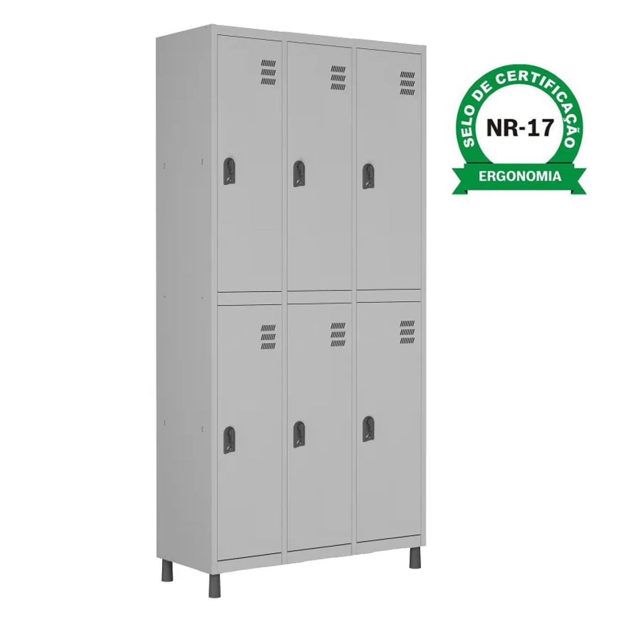 Roupeiro de Aço c/ 06 PORTAS GRANDES - 1,84x0,96x0,35m - CZ/CZ - W3 - 10913 - Imagem 4