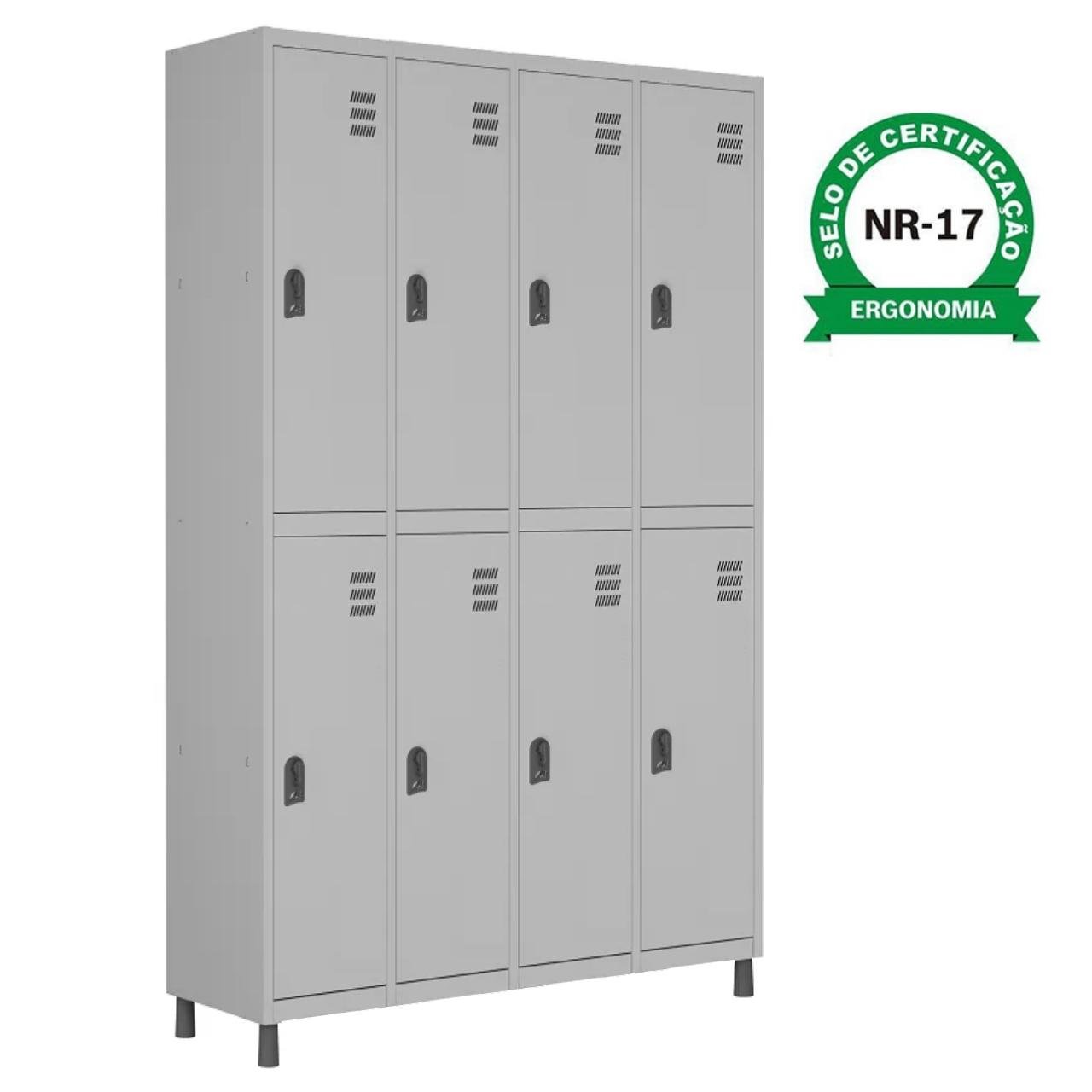 Roupeiro de Aço c/ 08 PORTAS GRANDES - 1,84x1,29x0,35m - CZ/CZ - W3 - 10914 - Imagem 4