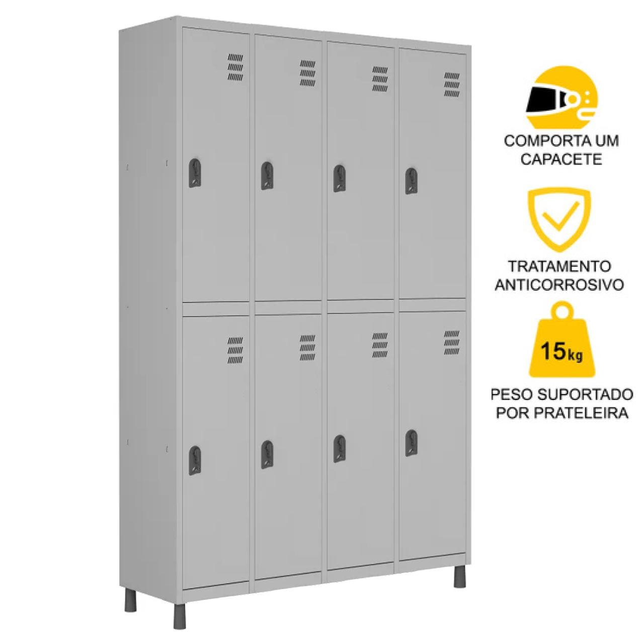 Roupeiro de Aço c/ 08 PORTAS GRANDES - 1,84x1,29x0,35m - CZ/CZ - W3 - 10914 - Imagem 2