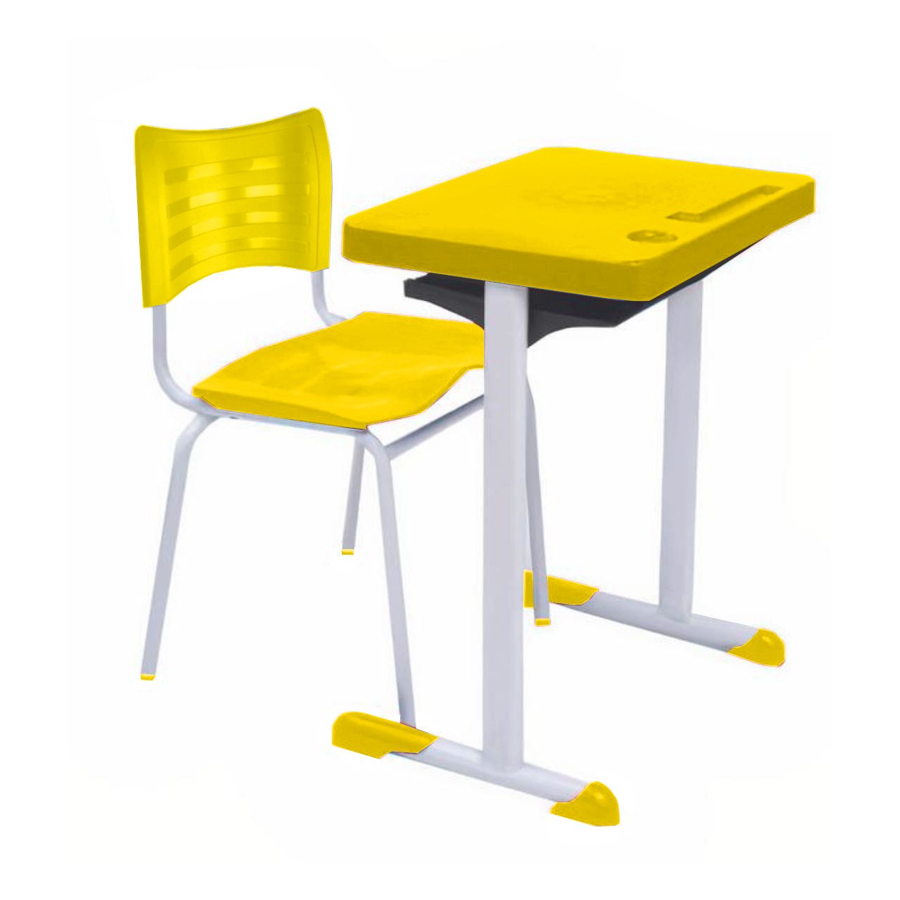 Kit Escolar Individual AMARELO – (Mesa e Cadeira) – ADULTO – TAMPO PLÁSTICO - COR AMARELO - MRPLAST - 54003 - Imagem 2
