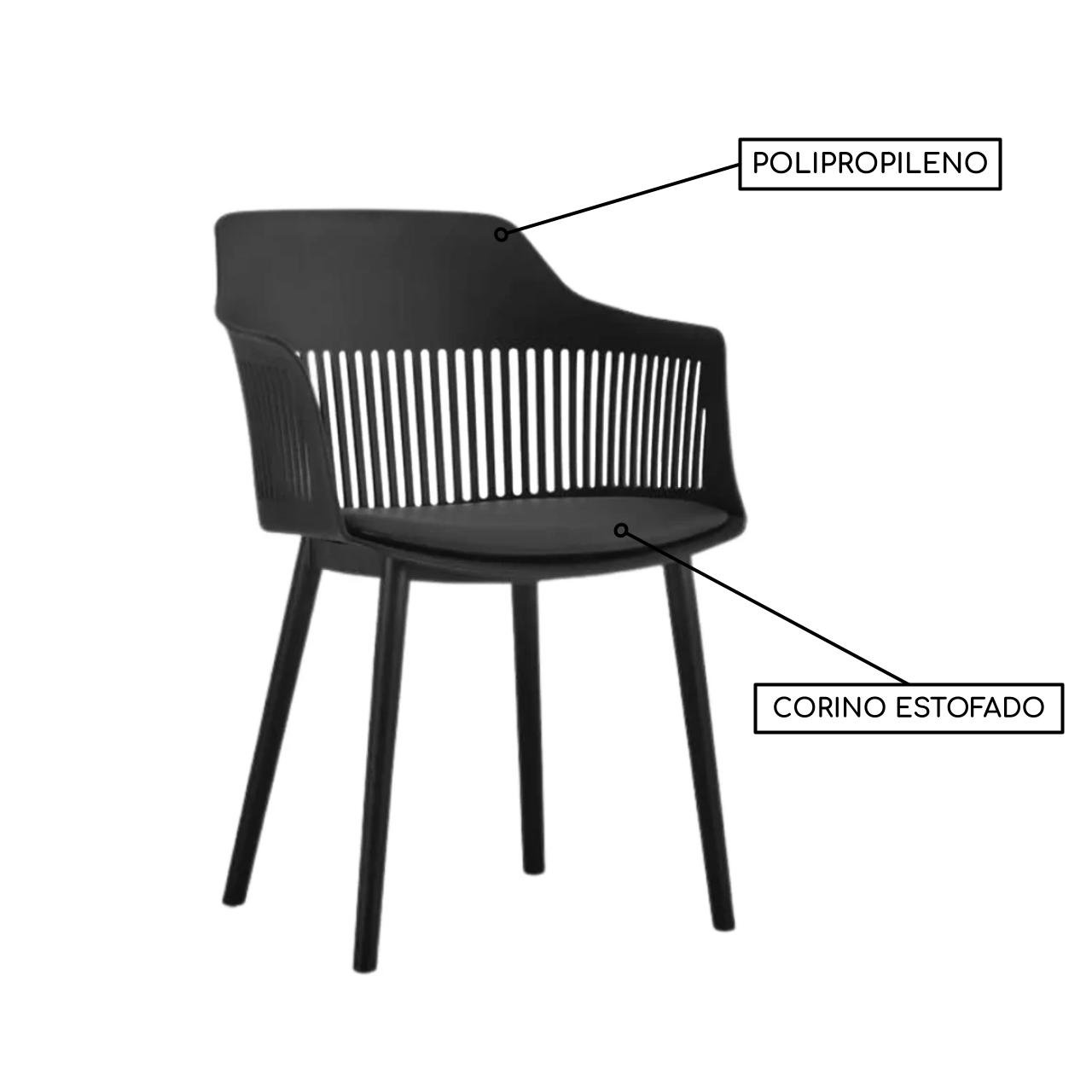 Cadeira Interlocutor MARCELA Polipropileno - COR PRETO - Pollo Móveis - 37009 - Imagem 2