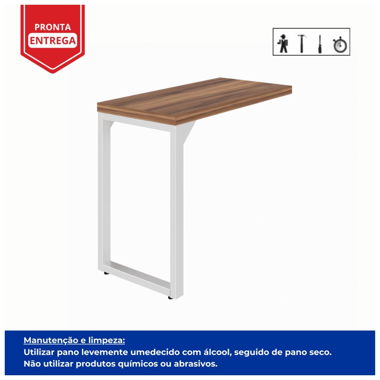 Mesa AUXILIAR SIMPLES 0,90x0,45m - NOGAL SEVILHA/BRANCO - 34304 - Imagem 2