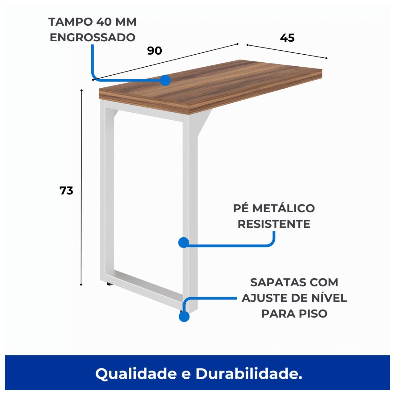 Mesa AUXILIAR SIMPLES 0,90x0,45m - NOGAL SEVILHA/BRANCO - 34304 - Imagem 3