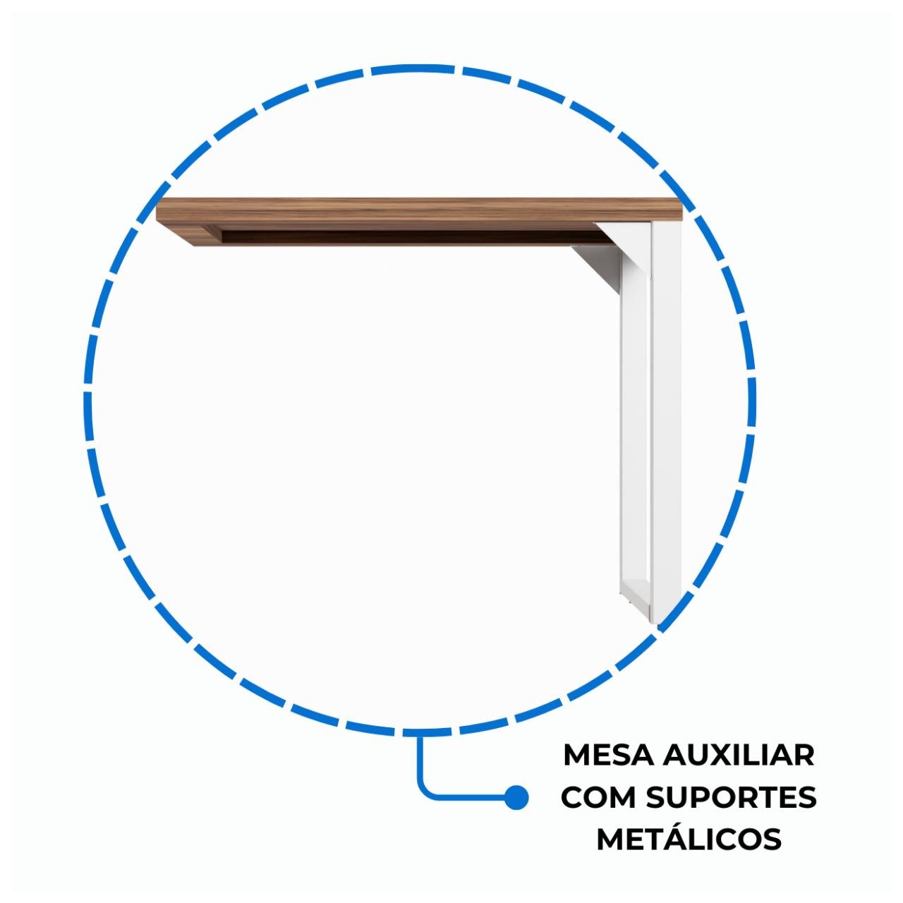 Mesa AUXILIAR SIMPLES 0,90x0,45m - NOGAL SEVILHA/BRANCO - 34304 - Imagem 4