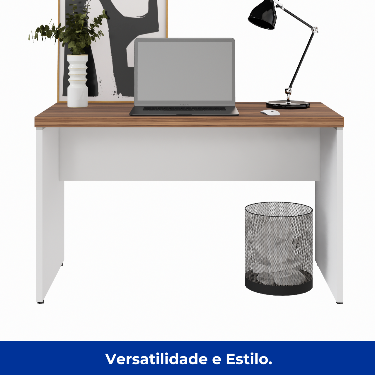 Mesa de Escritório 1,70x0,70m C/ Gaveta - NOGAL SEVILHA/BRANCO - 34319 - Imagem 2