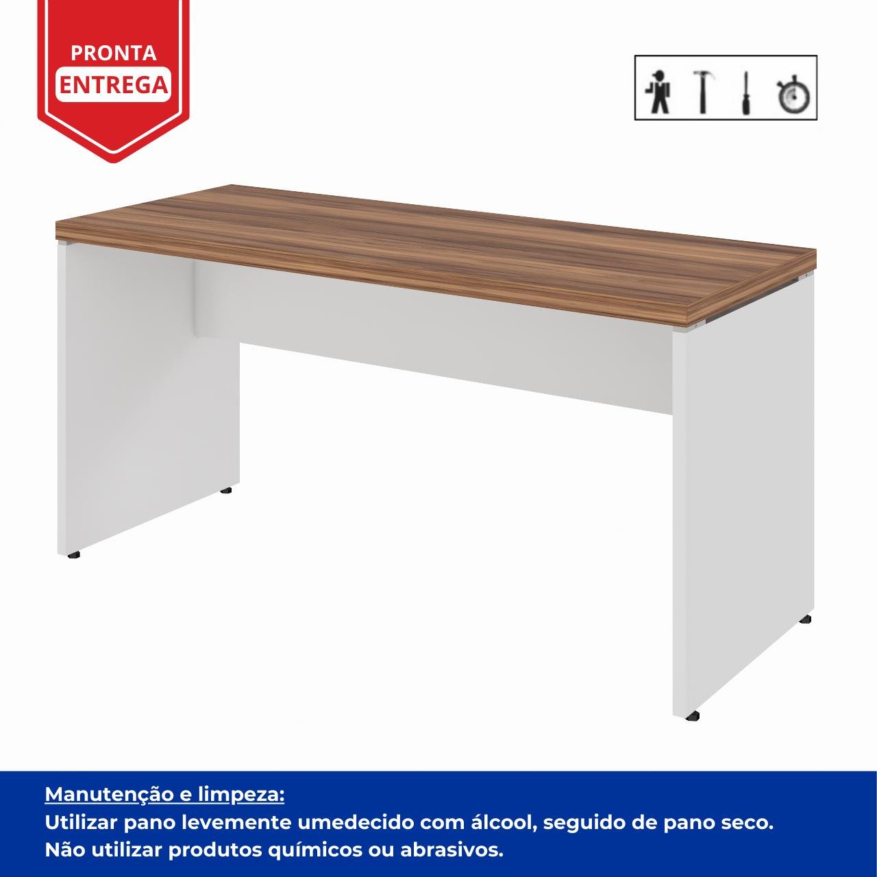 Mesa de Escritório 1,50×0,60m Sem Gavetas NOGAL SEVILHA/BRANCO – 34306 - Imagem 4