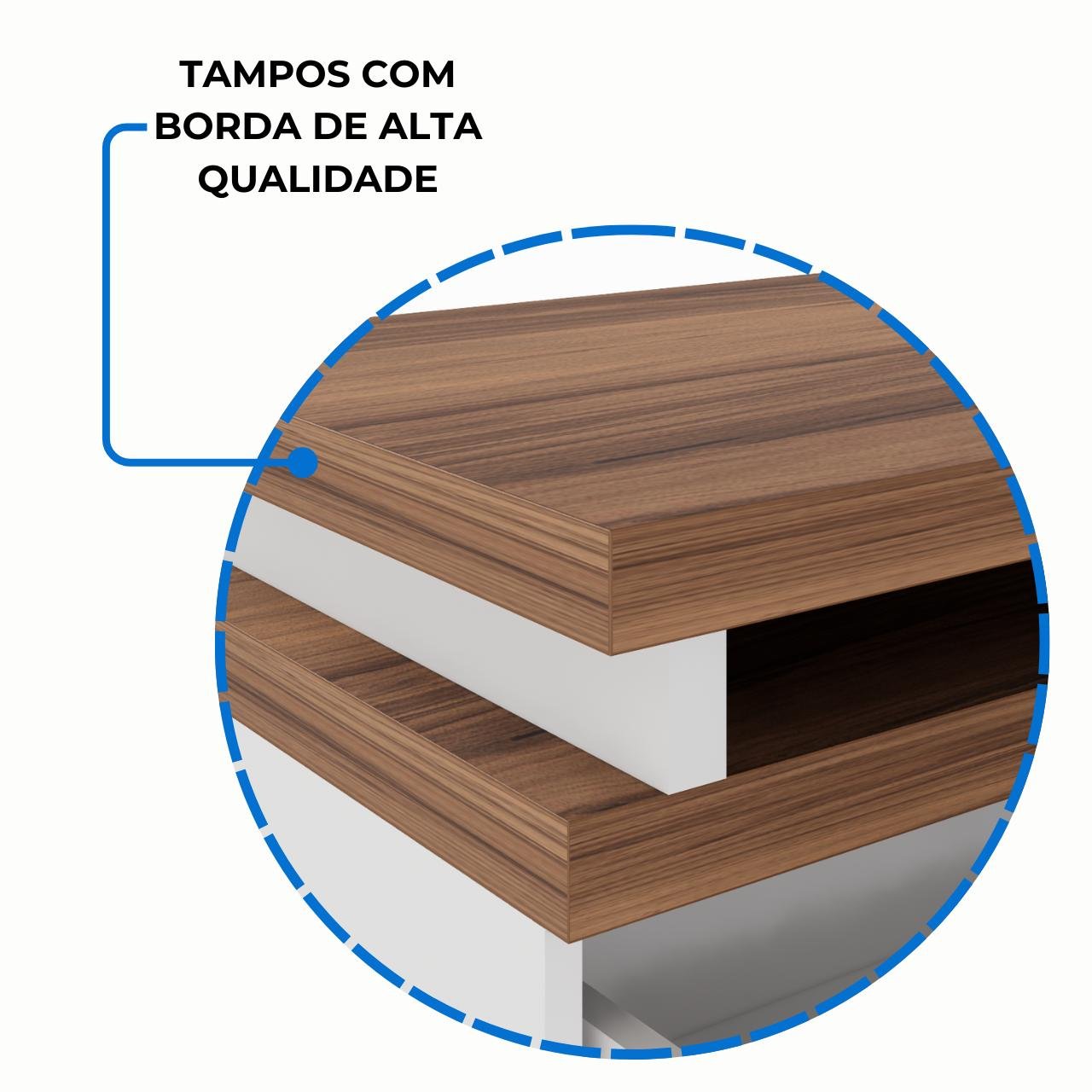 Mesa AUXILIAR c/ 03 Gavetas Pedestal - NOGAL SEVILHA/BRANCO – 34309 - Imagem 5