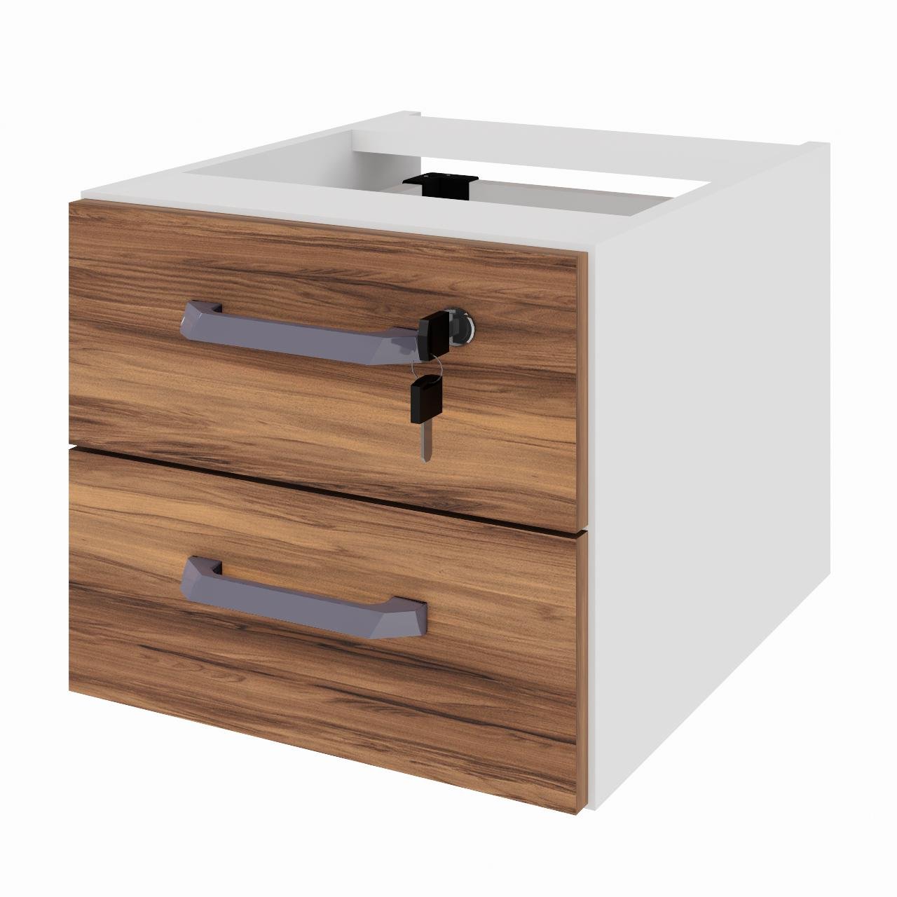 Mesa Escritório PÉ QUADRO 1,20x0,60m - S/ Gavetas - NOGAL SEVILHA / BRANCO - 34320 - Imagem 3