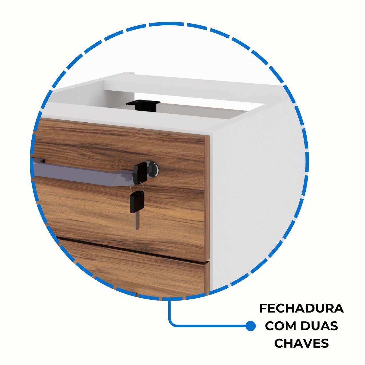 Mesa Escritório PÉ QUADRO 1,50x0,60m - C/ Gavetas - NOGAL SEVILHA / BRANCO - 34321 - Imagem 5