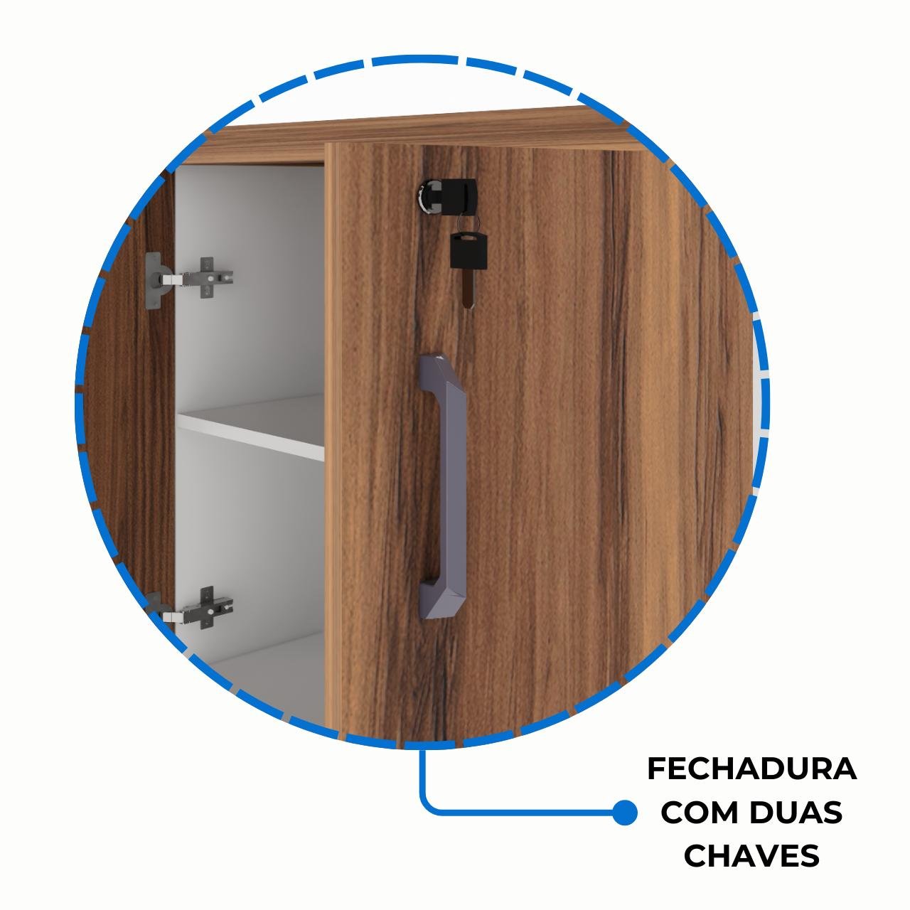 Armário Baixo com 02 Portas – 0,80×0,74×0,45m NOGAL SEVILHA/BRANCO – 34311 - Imagem 2