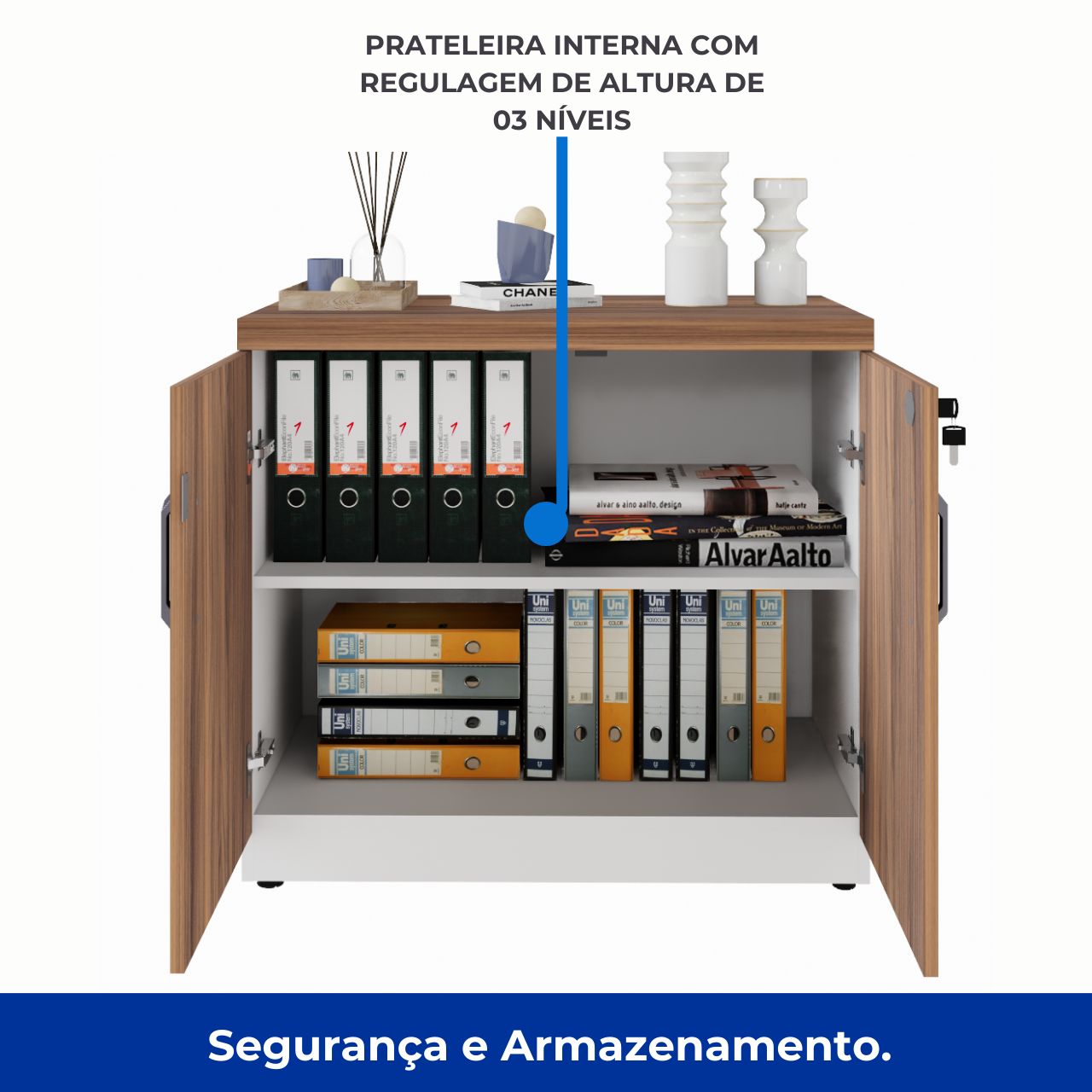 Armário Baixo com 02 Portas – 0,80×0,74×0,45m NOGAL SEVILHA/BRANCO – 34311 - Imagem 4