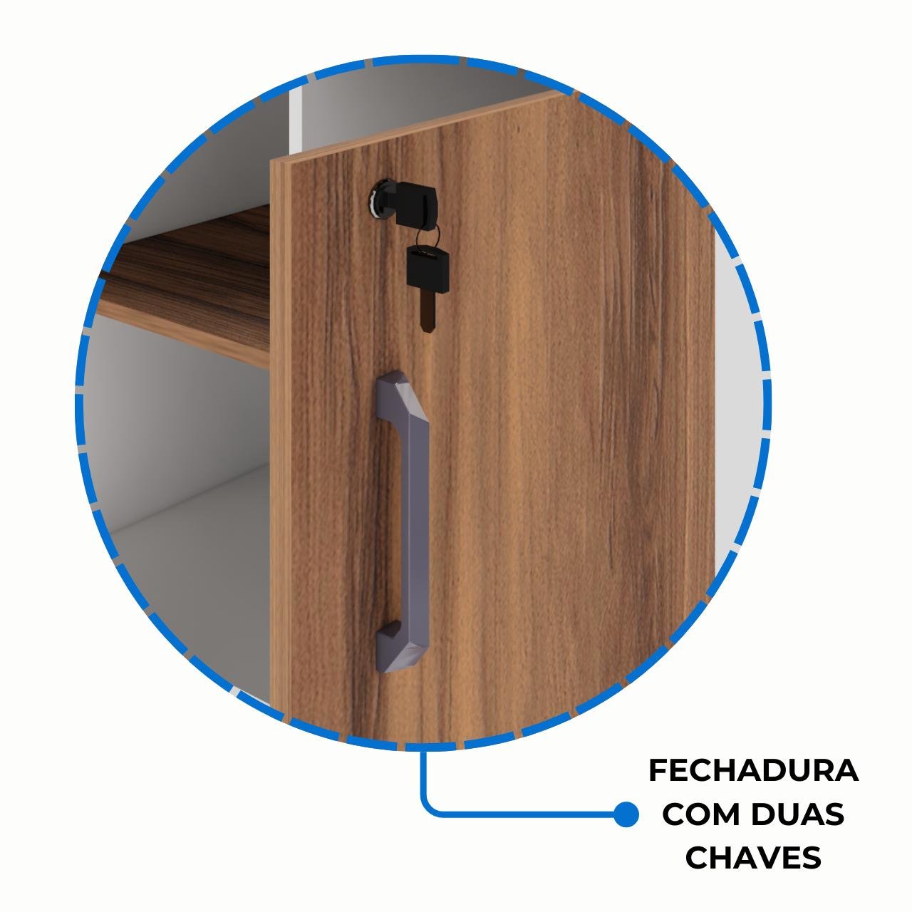 Armário Baixo Credenza – 1,20×0,73X0,45m NOGAL SEVILHA/BRANCO - 34312 - Imagem 4