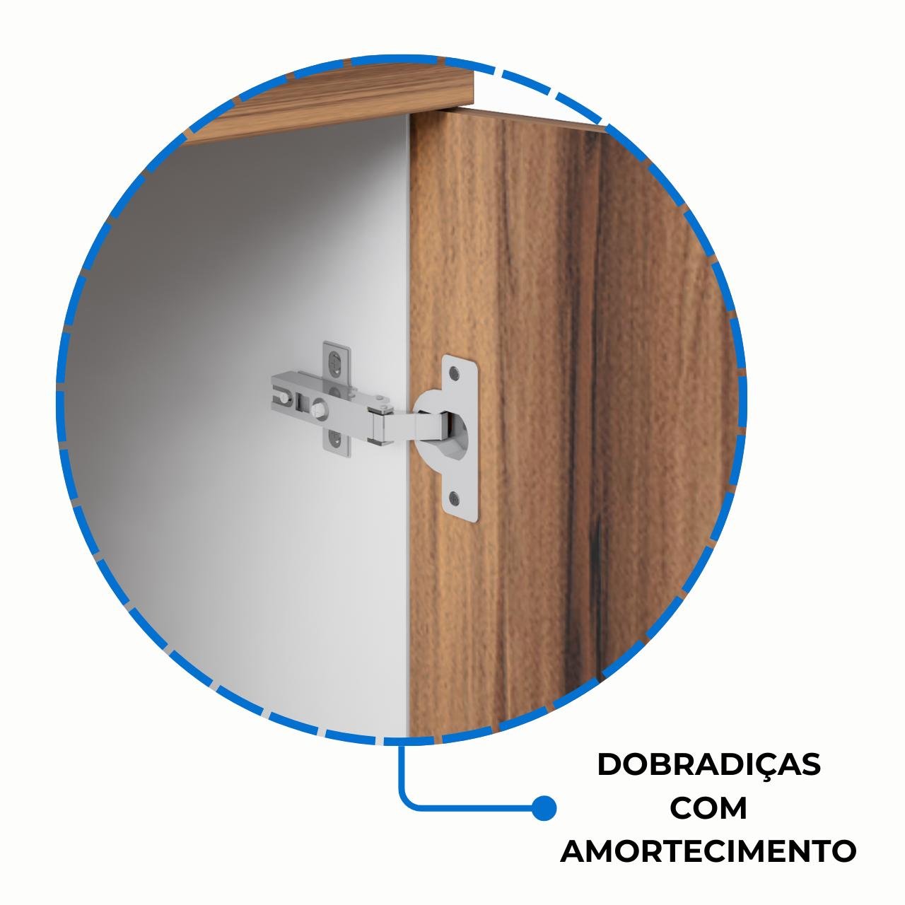 Armário Baixo Credenza – 1,20×0,73X0,45m NOGAL SEVILHA/BRANCO - 34312 - Imagem 5
