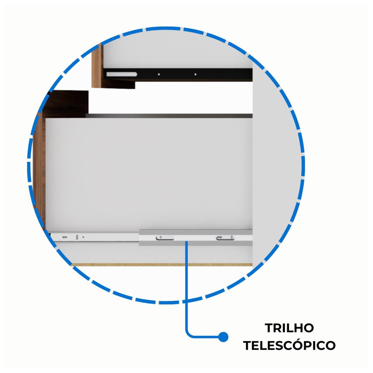 Gaveteiro Volante 03 Gav – 0,68×0,46×0,40m NOGAL SEVILHA/BRANCO - 34313 - Imagem 4