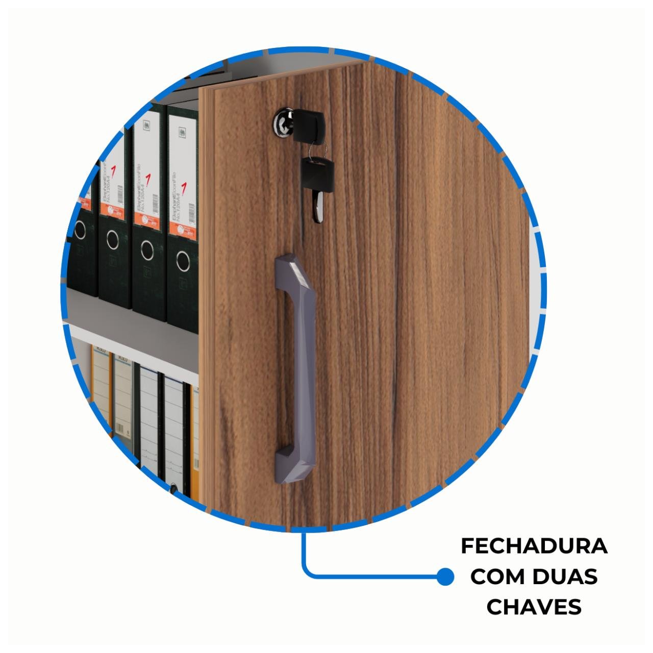 Armário Alto Fechado com 02 Portas – 1,61×0,80×0,45m NOGAL SEVILHA/BRANCO – 34315 - Imagem 4