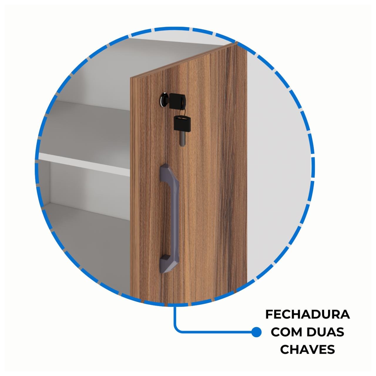 Armário Alto Semi-Aberto – 1,61×0,80×0,45m NOGAL SEVILHA/BRANCO – 34316 - Imagem 6
