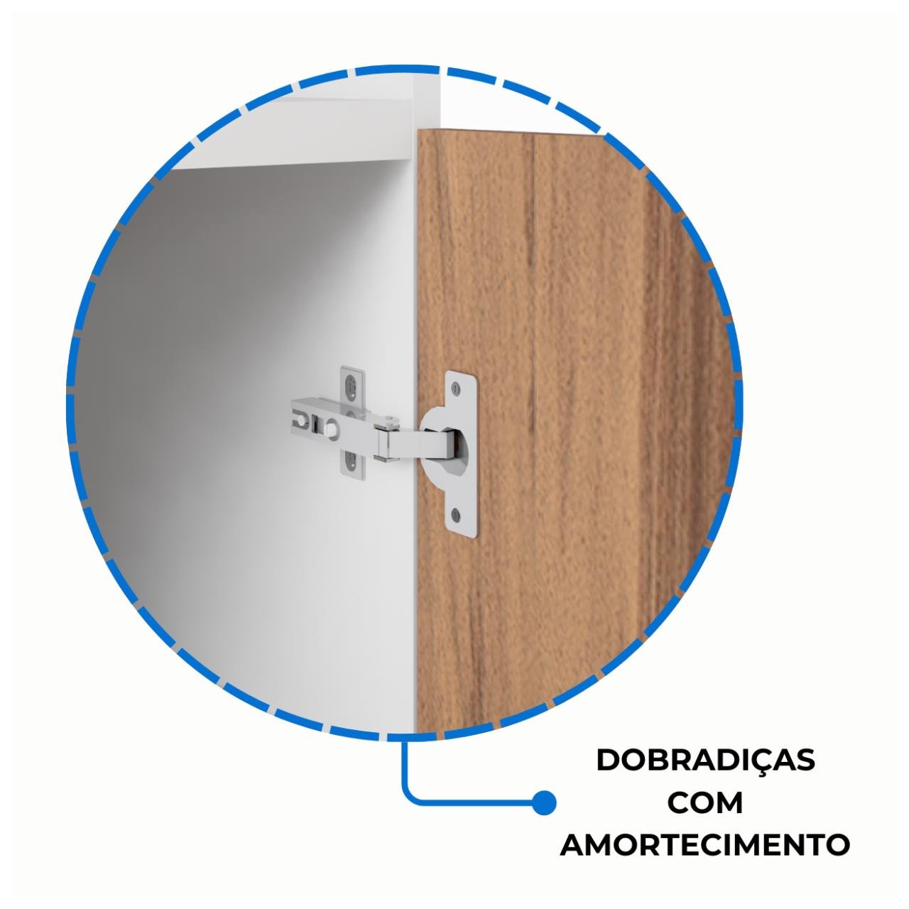 Armário Alto Semi-Aberto – 1,61×0,80×0,45m NOGAL SEVILHA/BRANCO – 34316 - Imagem 4