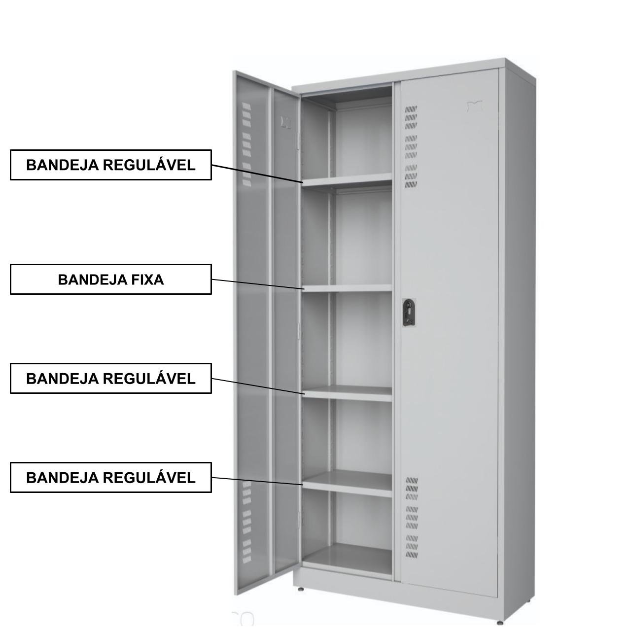 Armário de Aço POP c/ Portas - PA 90 - CHAPA GROSSA # 22 - 1,98x0,90x0,40m - W3 - CZ/CZ - 18010 - Imagem 4