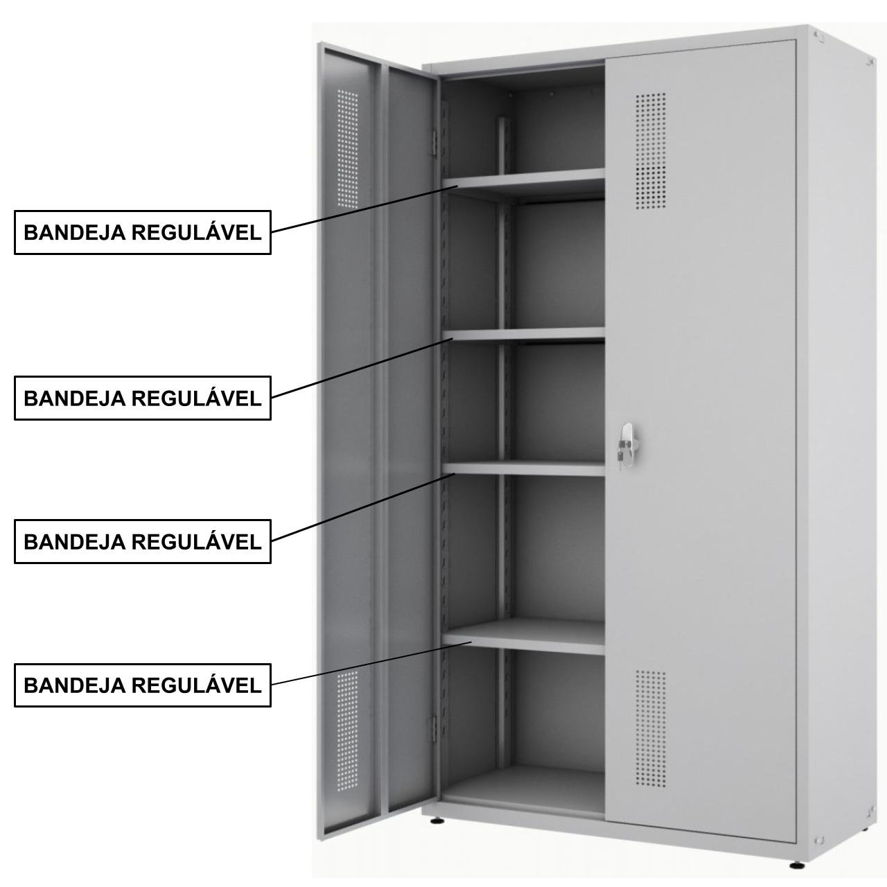 Armário de Aço POP c/ Portas - PA 120 CHAPA GROSSA # 22 - 1,98x1,20x0,45m - W3 - CZ/CZ - 18011 - Imagem 5