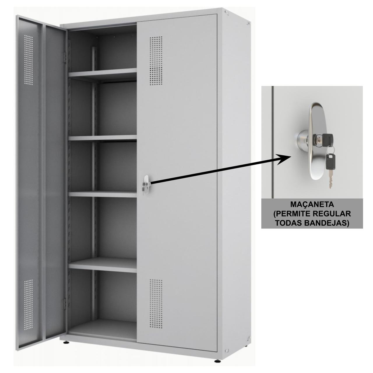 Armário de Aço POP c/ Portas - PA 120 CHAPA GROSSA # 22 - 1,98x1,20x0,45m - W3 - CZ/CZ - 18011 - Imagem 4