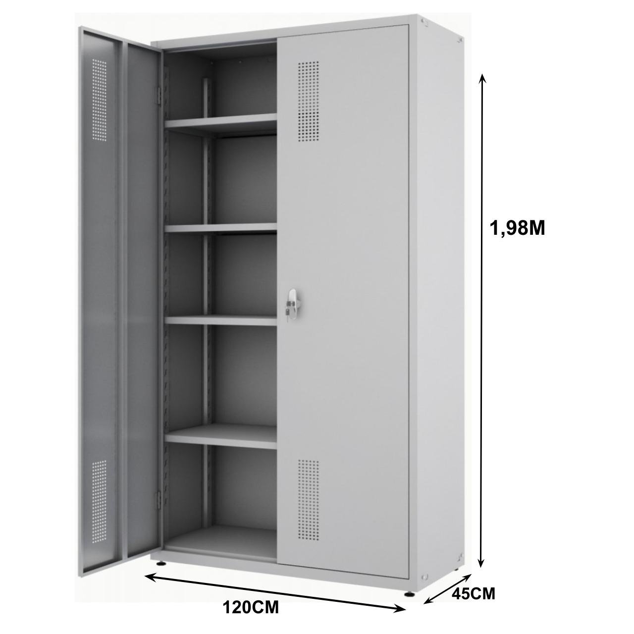 Armário de Aço POP c/ Portas - PA 120 CHAPA GROSSA # 22 - 1,98x1,20x0,45m - W3 - CZ/CZ - 18011 - Imagem 2