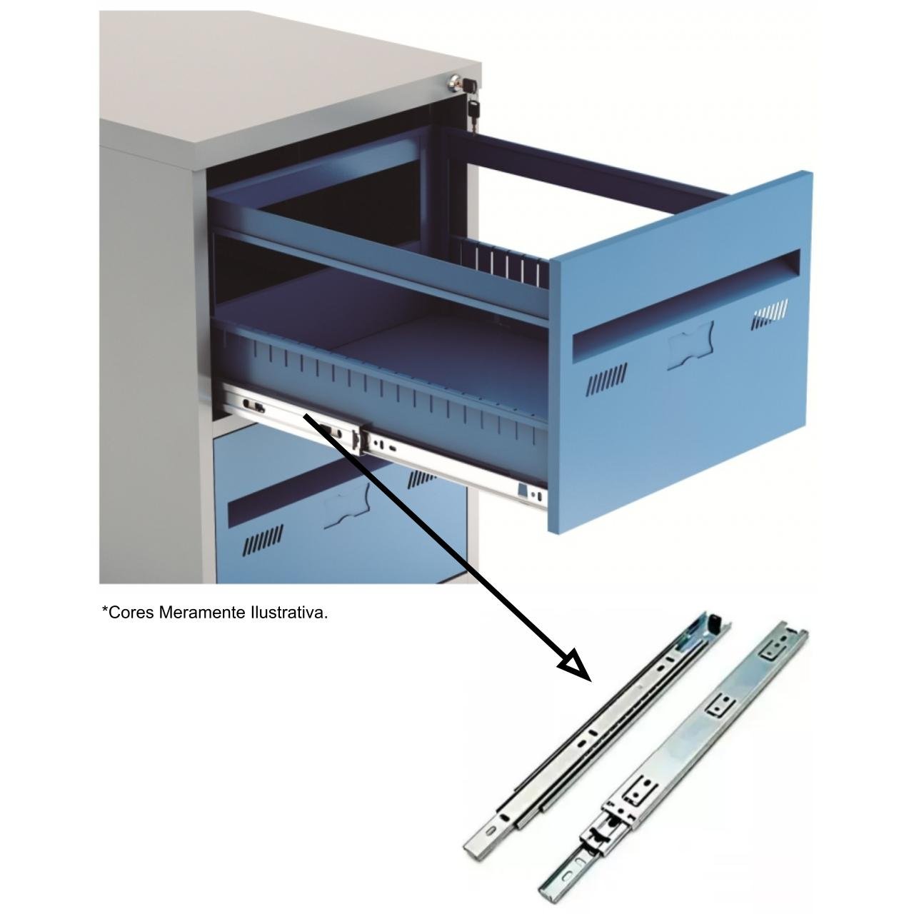 Arquivo de Aço 04 Gav. - CHAPA # 22- S/ TRILHO TELESC - (71cm) - 1,33x0,47x0,71m - CZ/CZ - W3 - 18020 - Imagem 5