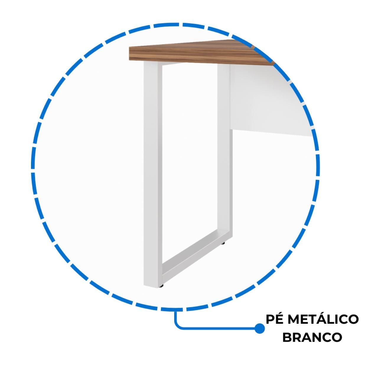 Mesa Escritório PÉ QUADRO 1,70x0,70m -C/ 02 Gavetas - NOGAL SEVILHA / BRANCO - 34322 - Imagem 5