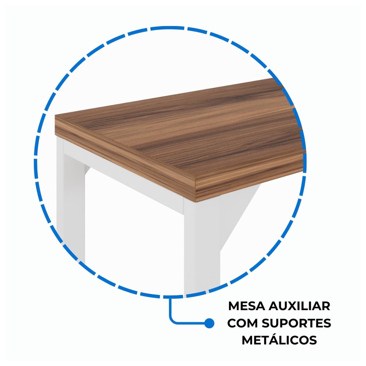 Mesa em L PÉ QUADRO (Mesa 1,70m + Mesa Auxiliar) - C/ Gavetas - WORKSTART - NOGAL SEVILHA/BRANCO - 34332 - Imagem 5