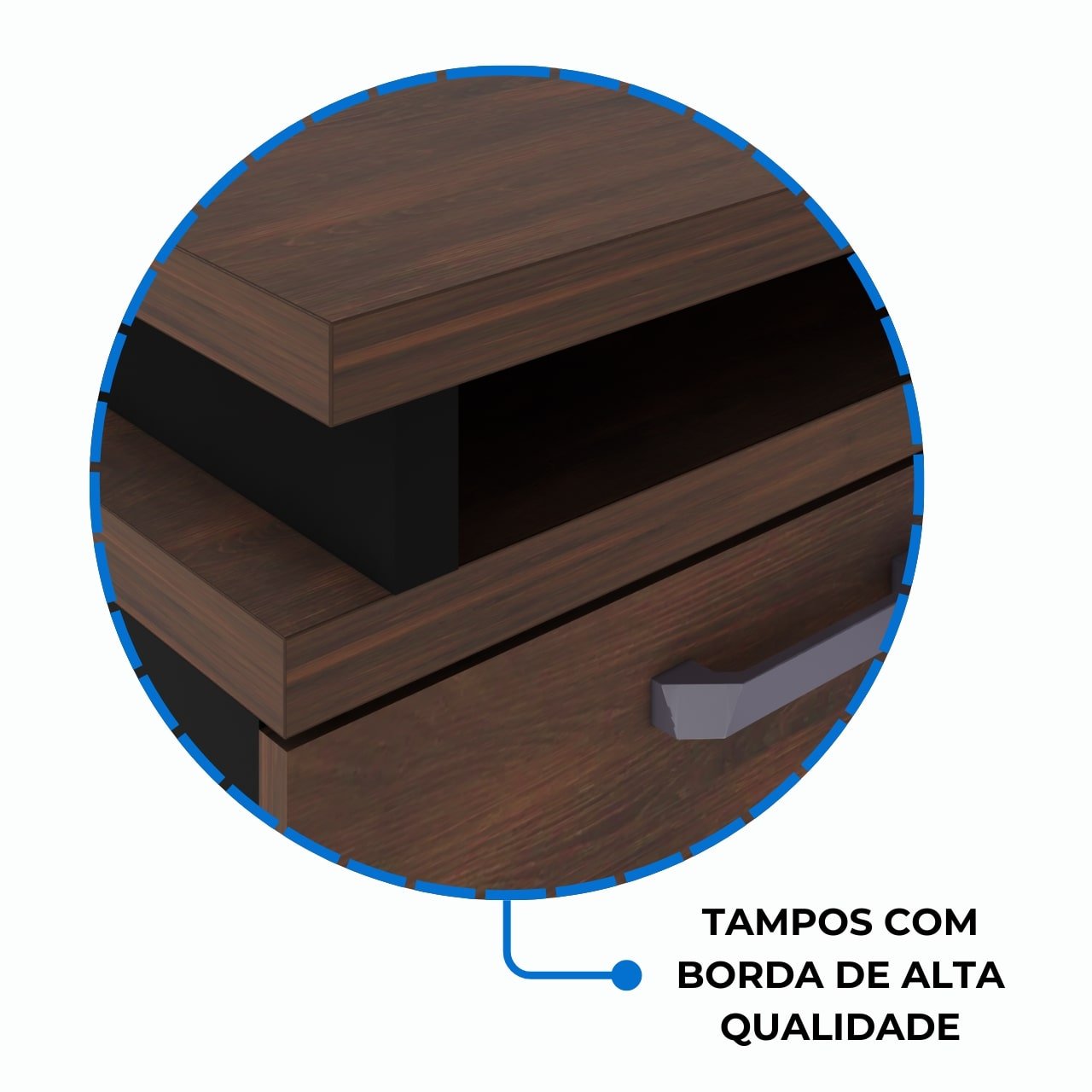 Mesa Escritório em “L” c/ Gaveteiro 1,50m MARSALA/PRETO - 34440 - Imagem 6