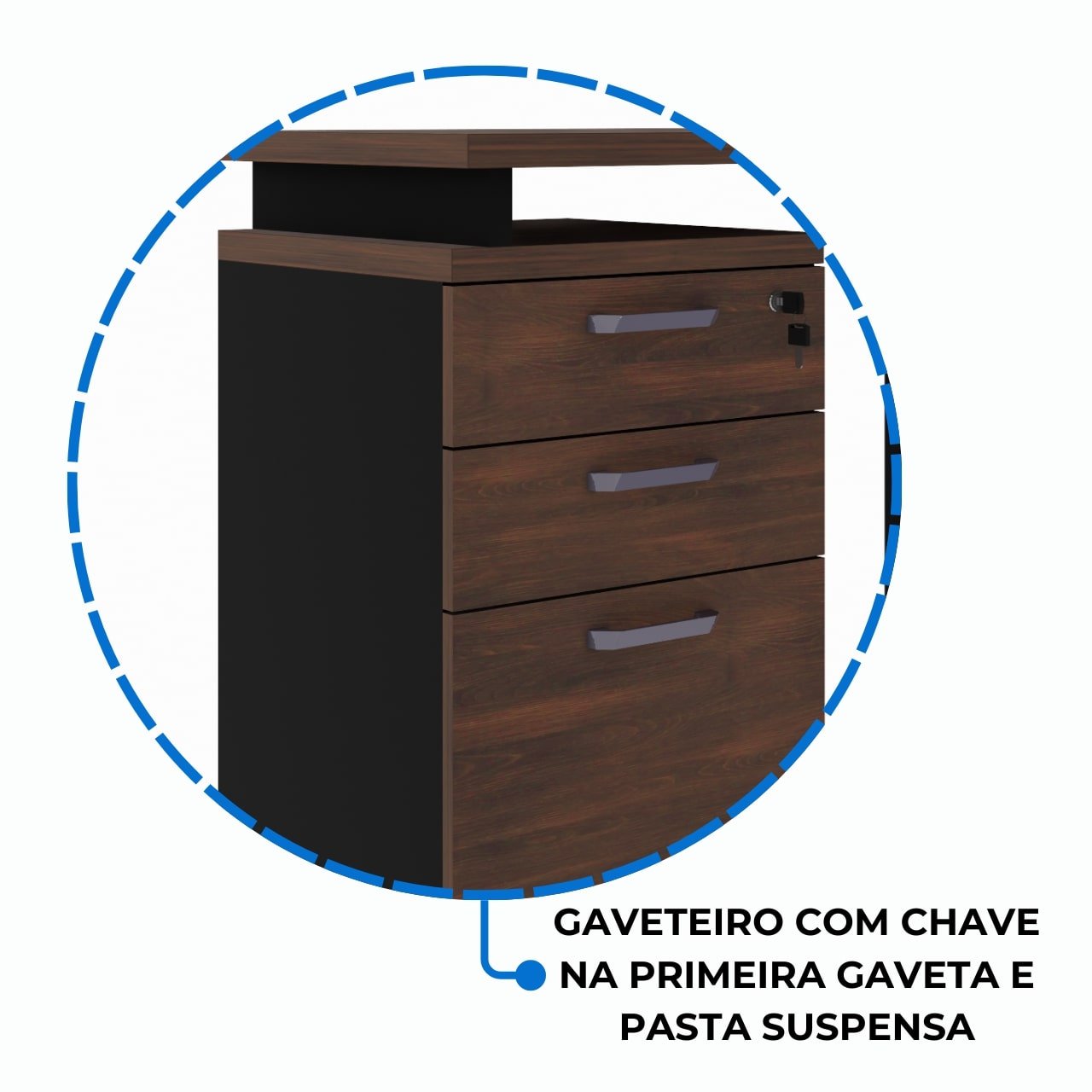 Mesa Escritório em “L” c/ Gaveteiro 1,50m MARSALA/PRETO - 34440 - Imagem 7