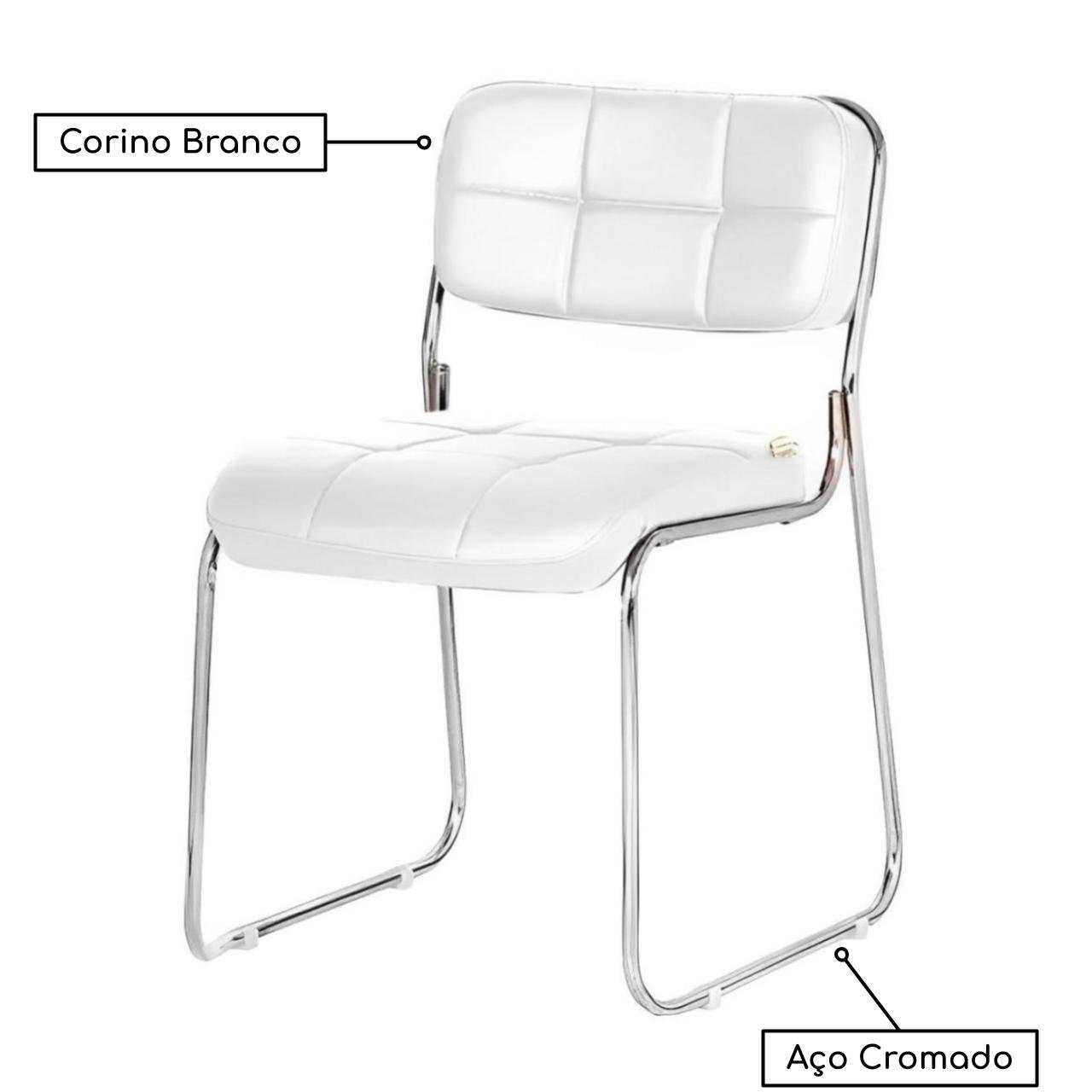 Cadeira Interlocutor Estofada Denver - Cor Branco - Pollo Móveis - 30408 - Imagem 2