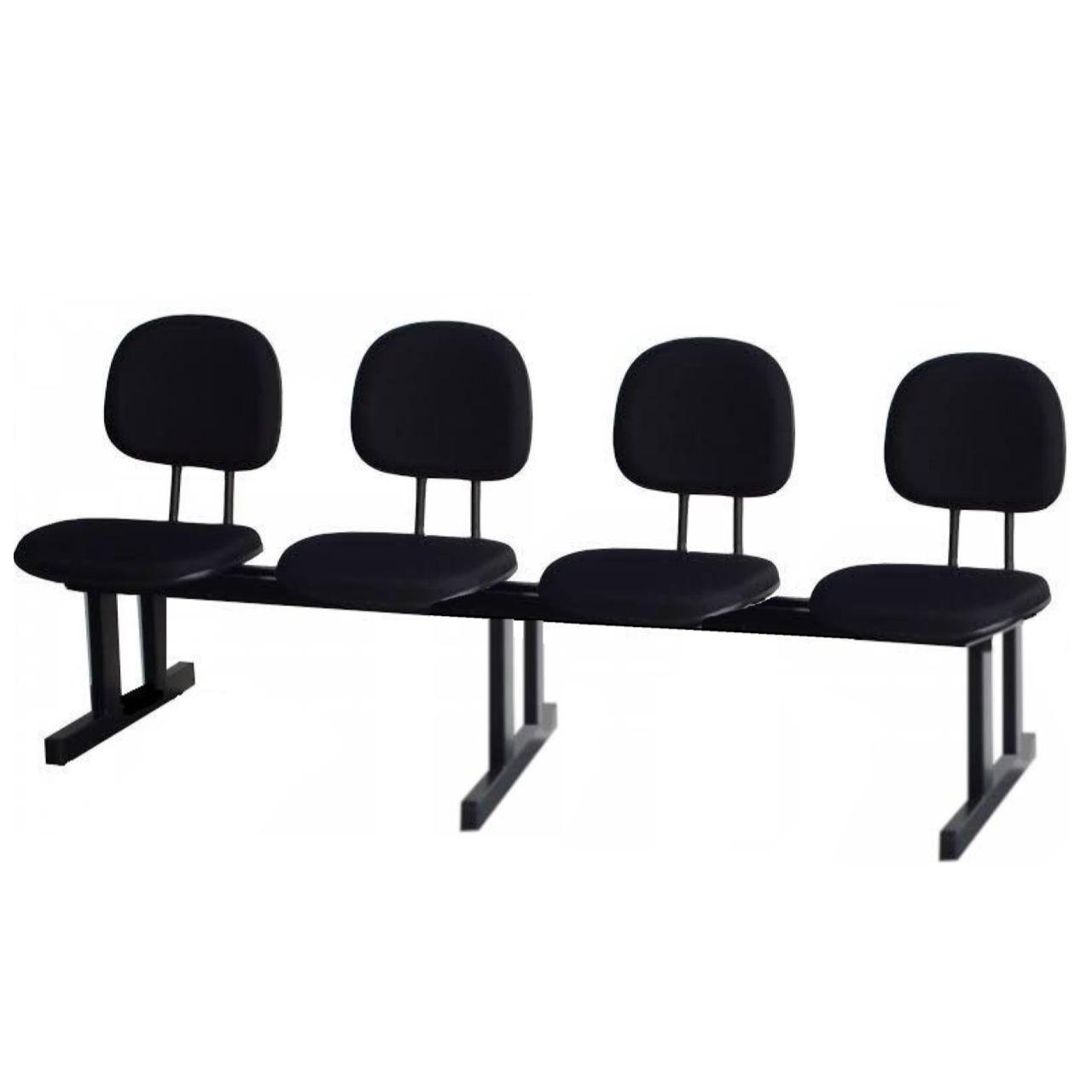 Longarina para Recepção SECRETÁRIA 04 Lugares - Corino PRETO - Pollo Móveis - 34120