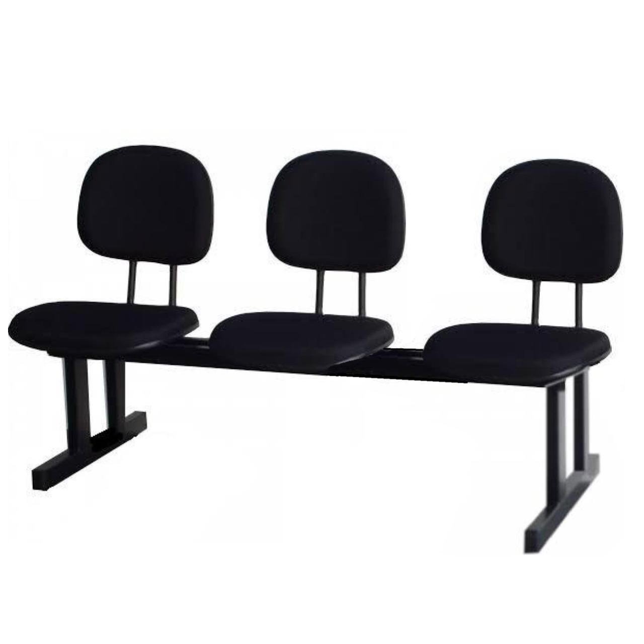 Longarina SECRETÁRIA 03 Lugares - Cor PRETA - Pollo Móveis - 33003