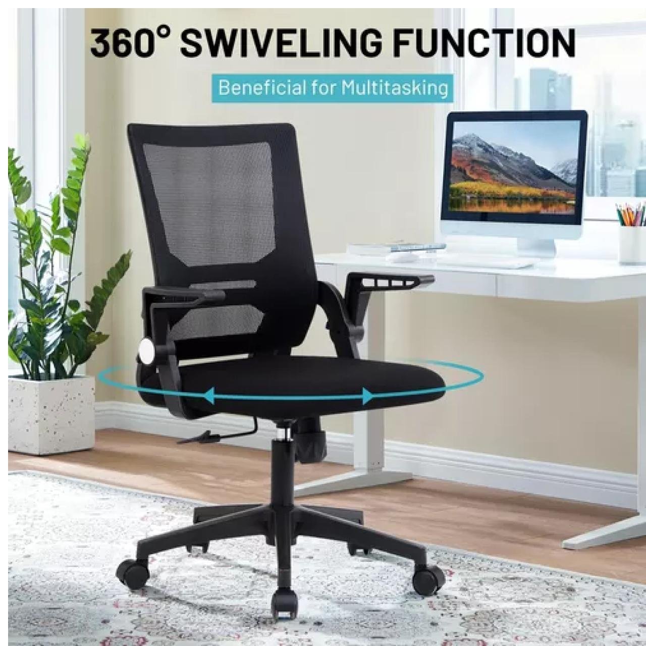 Cadeira de Escritório Diretor Tela DUNA braço ajustável - Cor Preto - 34027 - Imagem 4